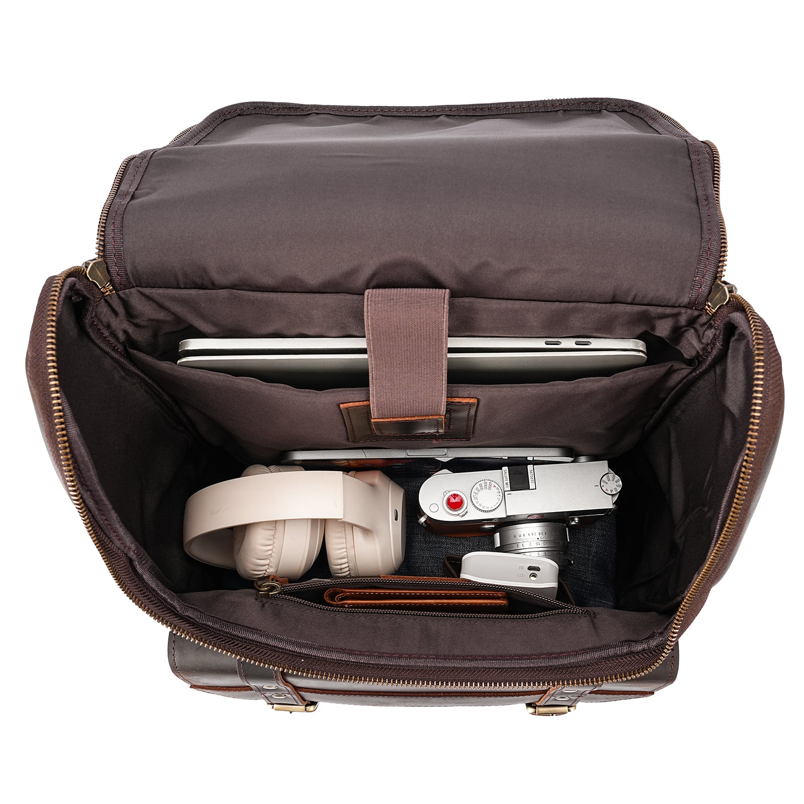 Polare Full Grain Leather Laptop Backpack Day Pack Business Overnight