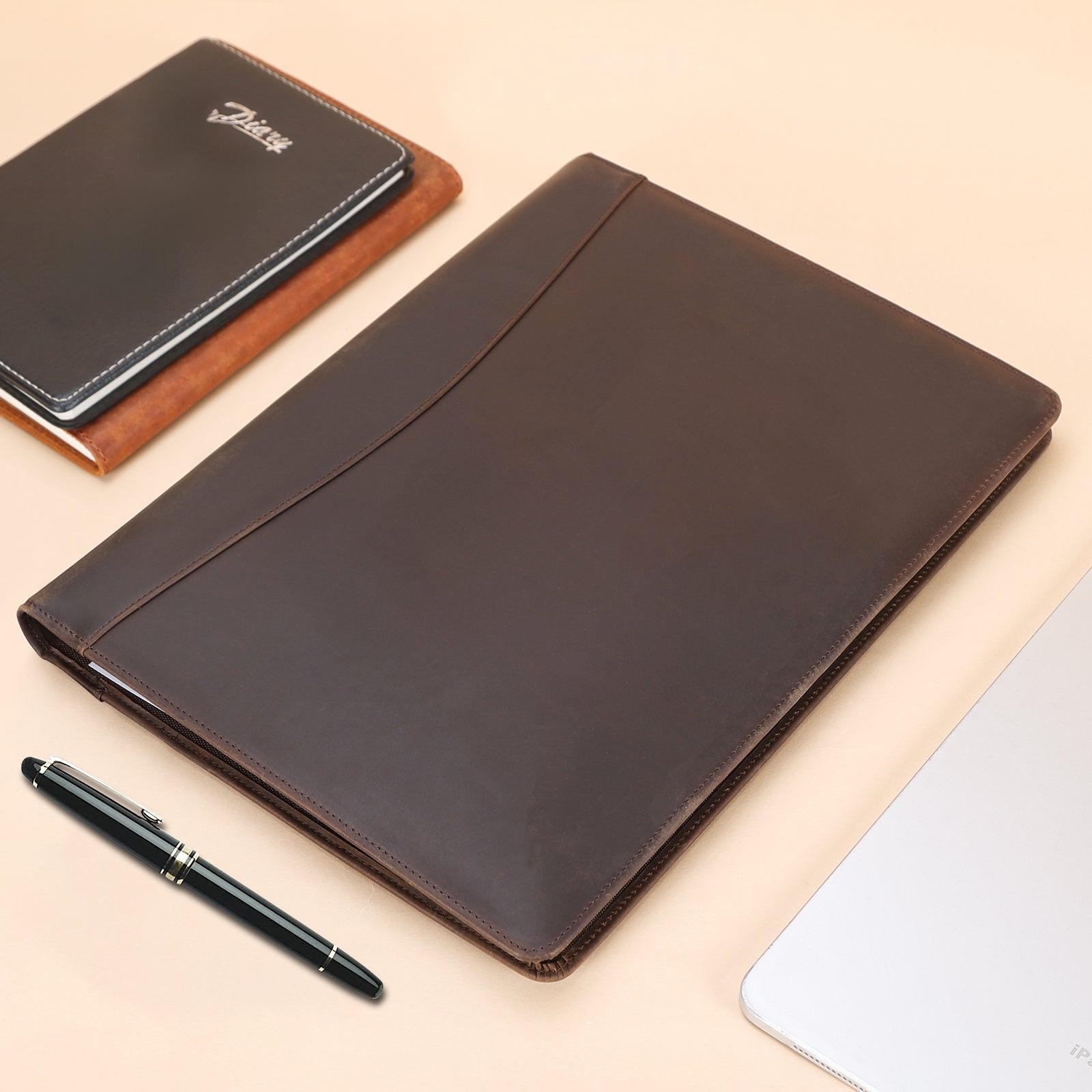 Polare Full Grain Leather Portfolio Business Padfolio Cover (Scenario Shows)