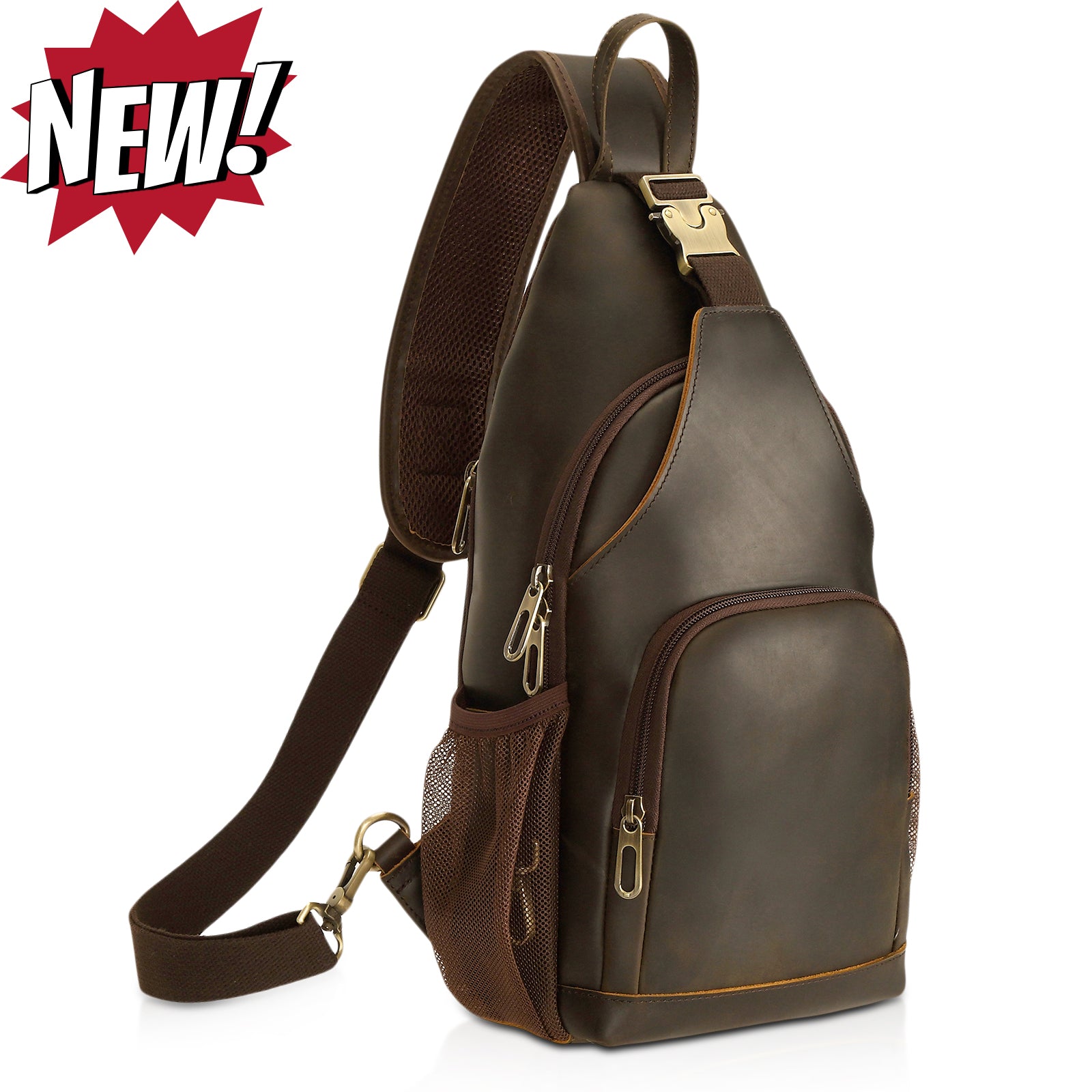 Full Grain Cowhide Anti Theft Chest Shoulder Bag