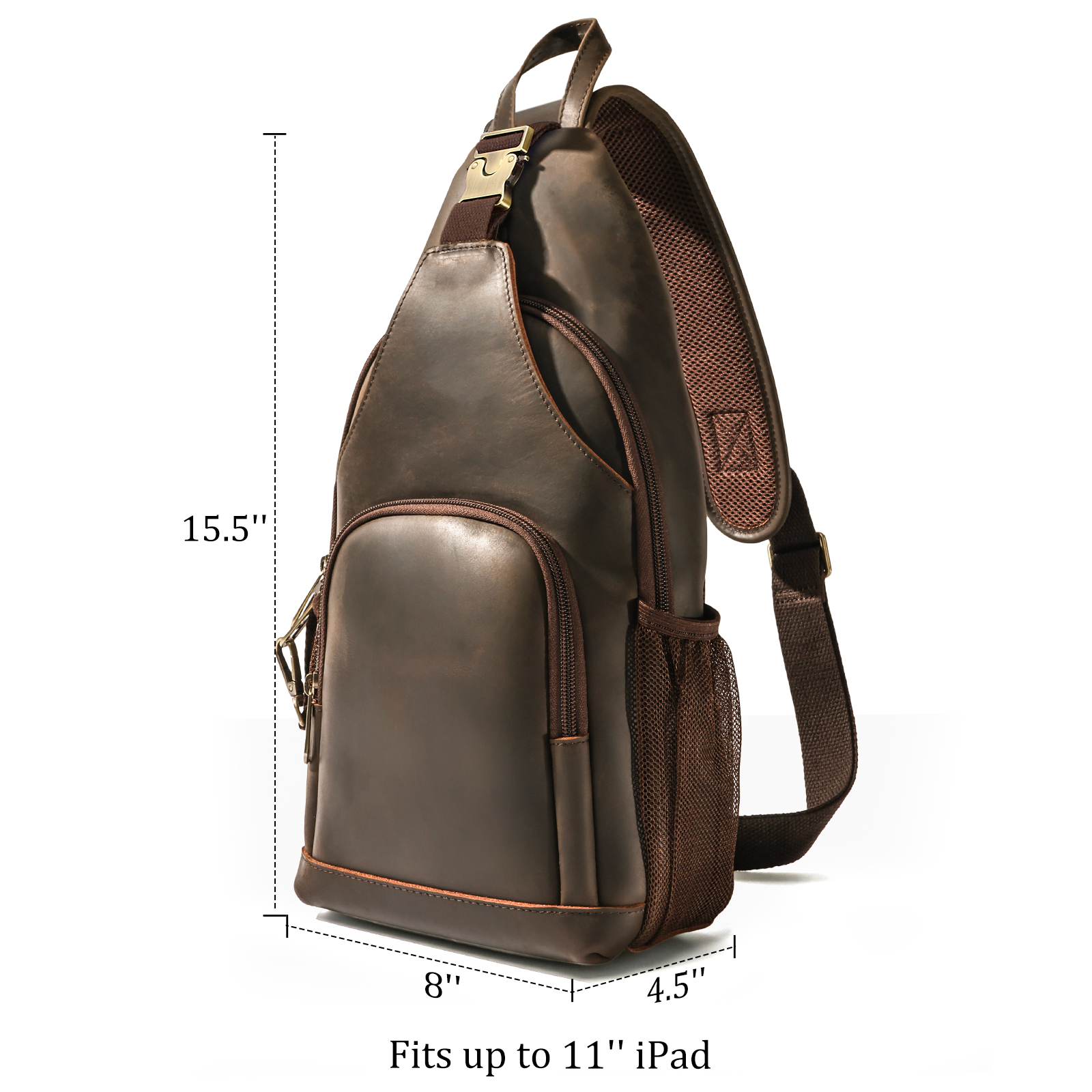 Full Grain Cowhide Anti Theft Chest Shoulder Bag (Dimension)