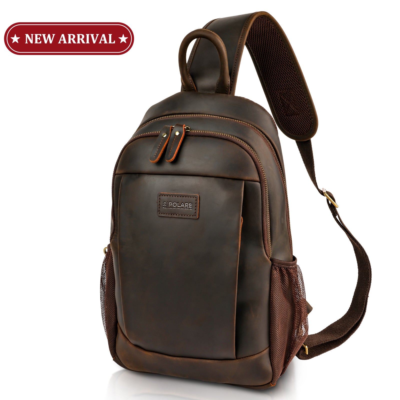 Full Grain Leather Sling Bag for Men vintage crossbody chest pack