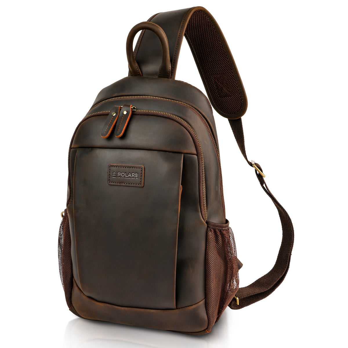 Full Grain Leather Sling Bag for Men vintage crossbody chest pack