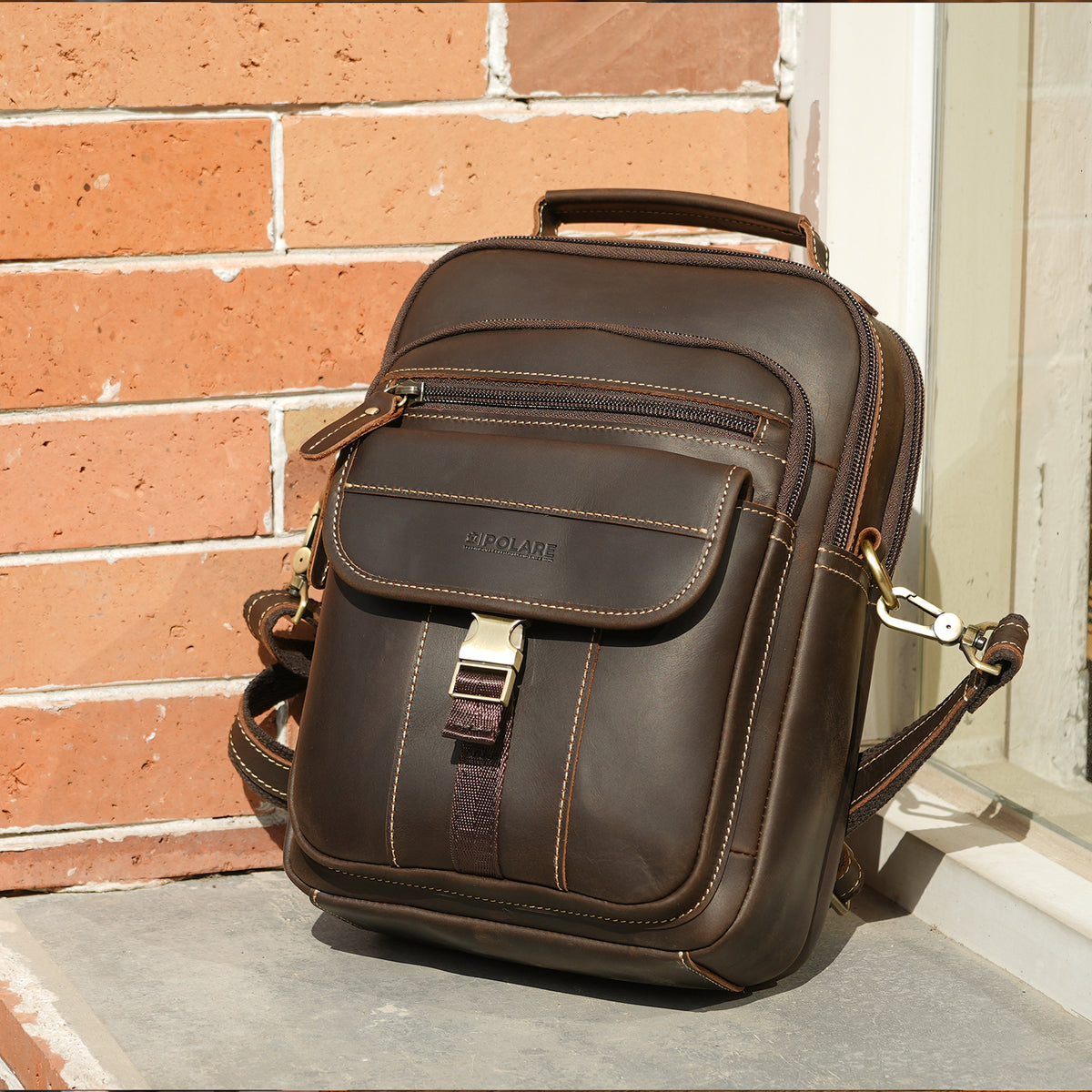 Full Grain Leather Anti-Theft Shoulder Bag for Men, casual travel messenger bag