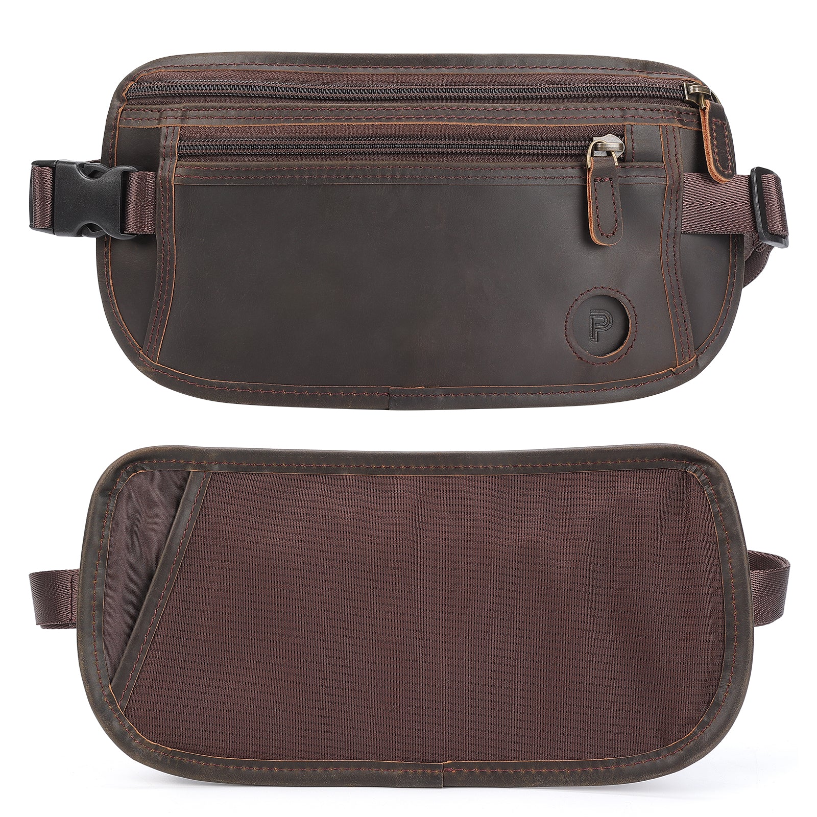 Polare Leather Money Belt Passport Holder Waist Bag (Front/Back)