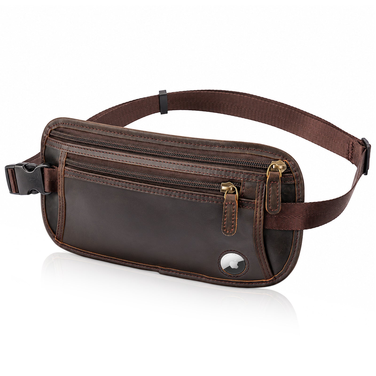 Polare Leather Money Belt Passport Holder Waist Bag