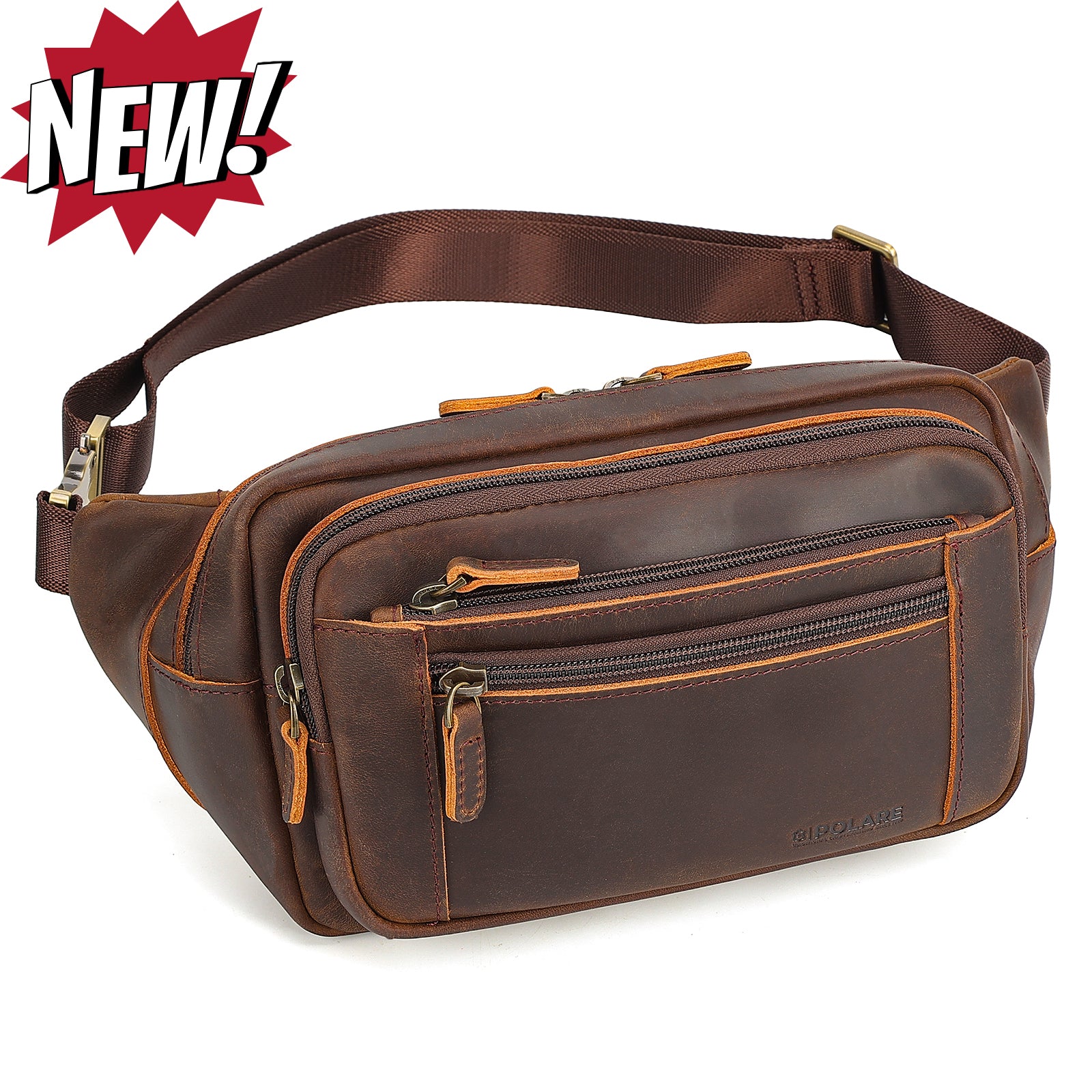 Full Grain Leather Fanny Pack/Waist Belt Bag for Men and Women