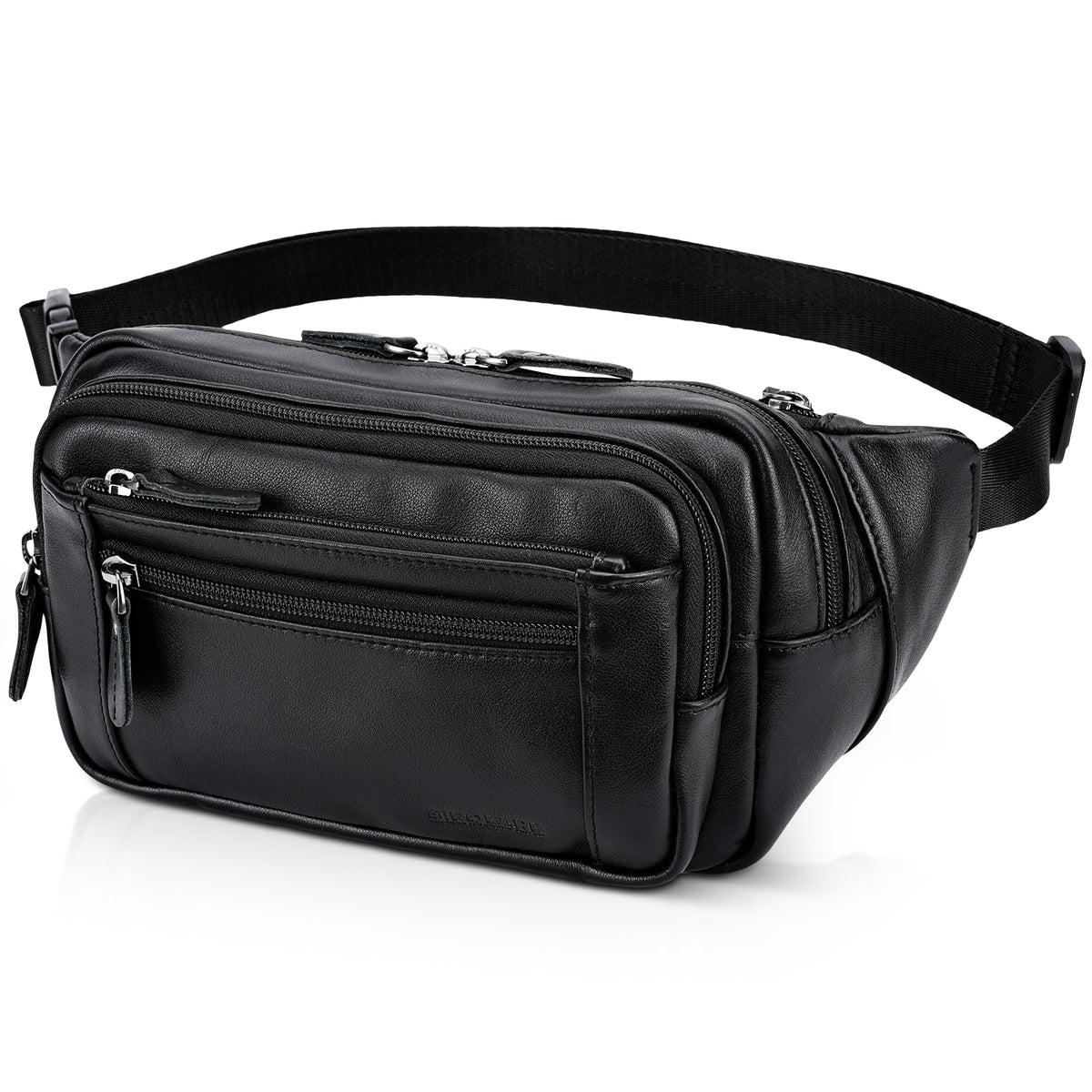 Napa Leather Fanny Pack for Men & Women black crossbody waist bag