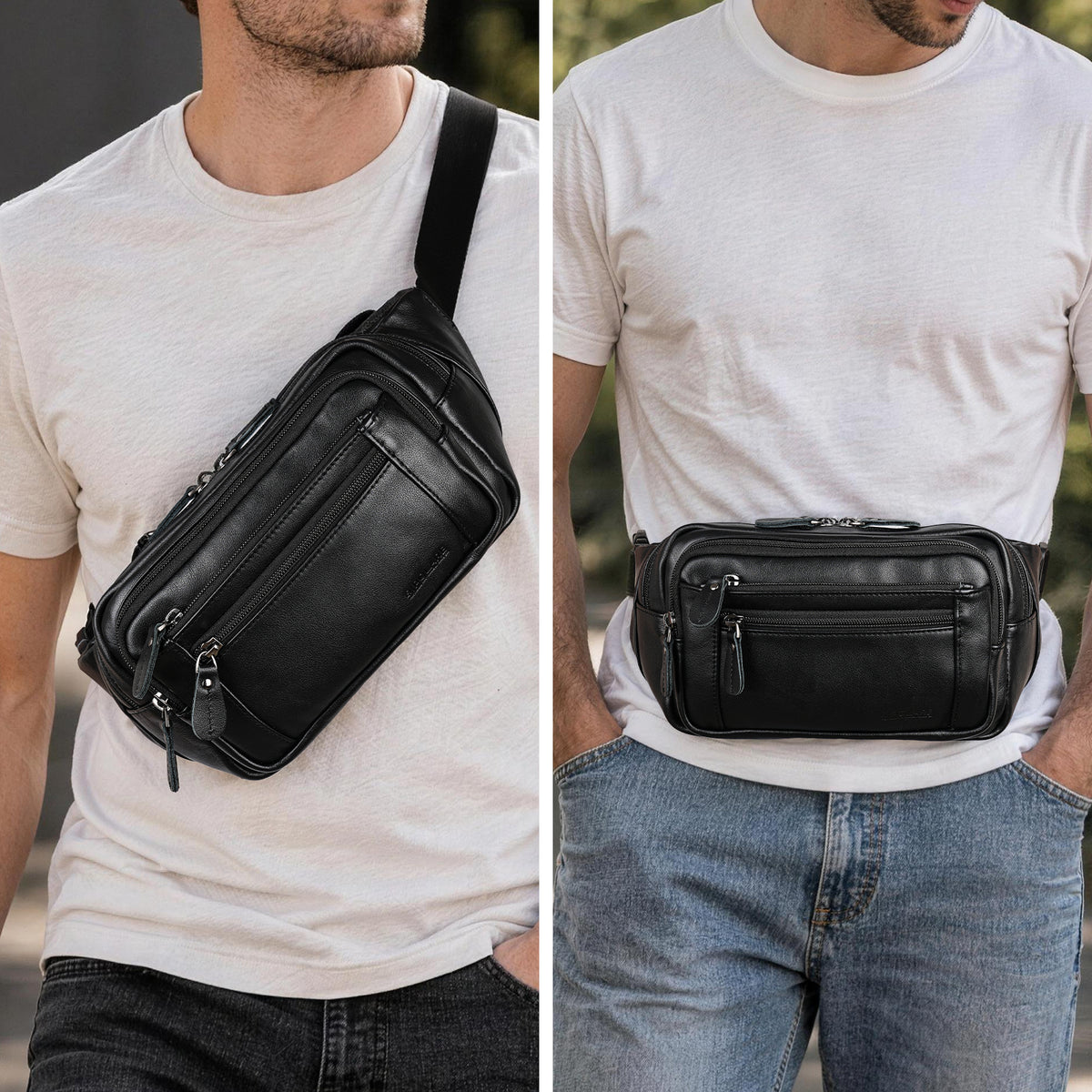 Napa Leather Fanny Pack for Men & Women versatile crossbody carry