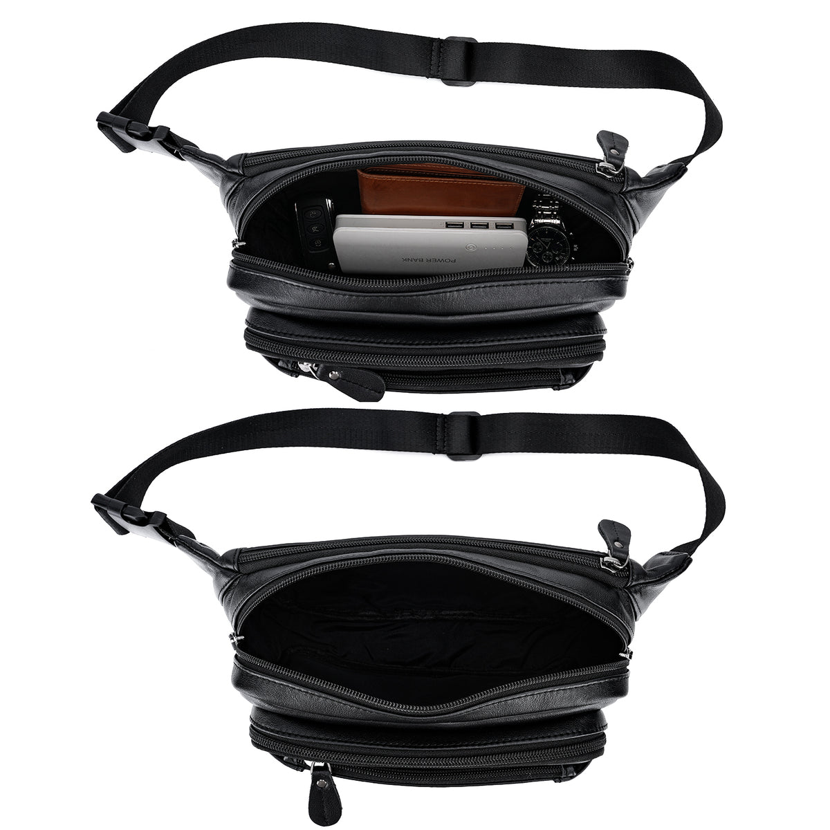 Napa Leather Fanny Pack for Men & Women roomy interior pocket storage