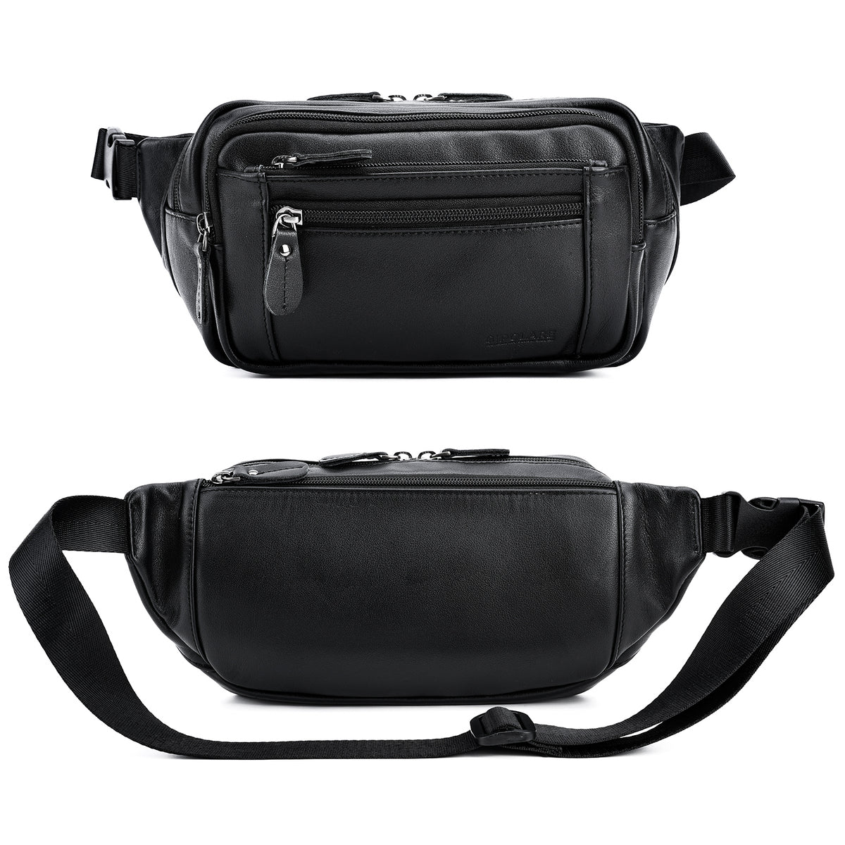 Napa Leather Fanny Pack for Men & Women front and back waist bag design