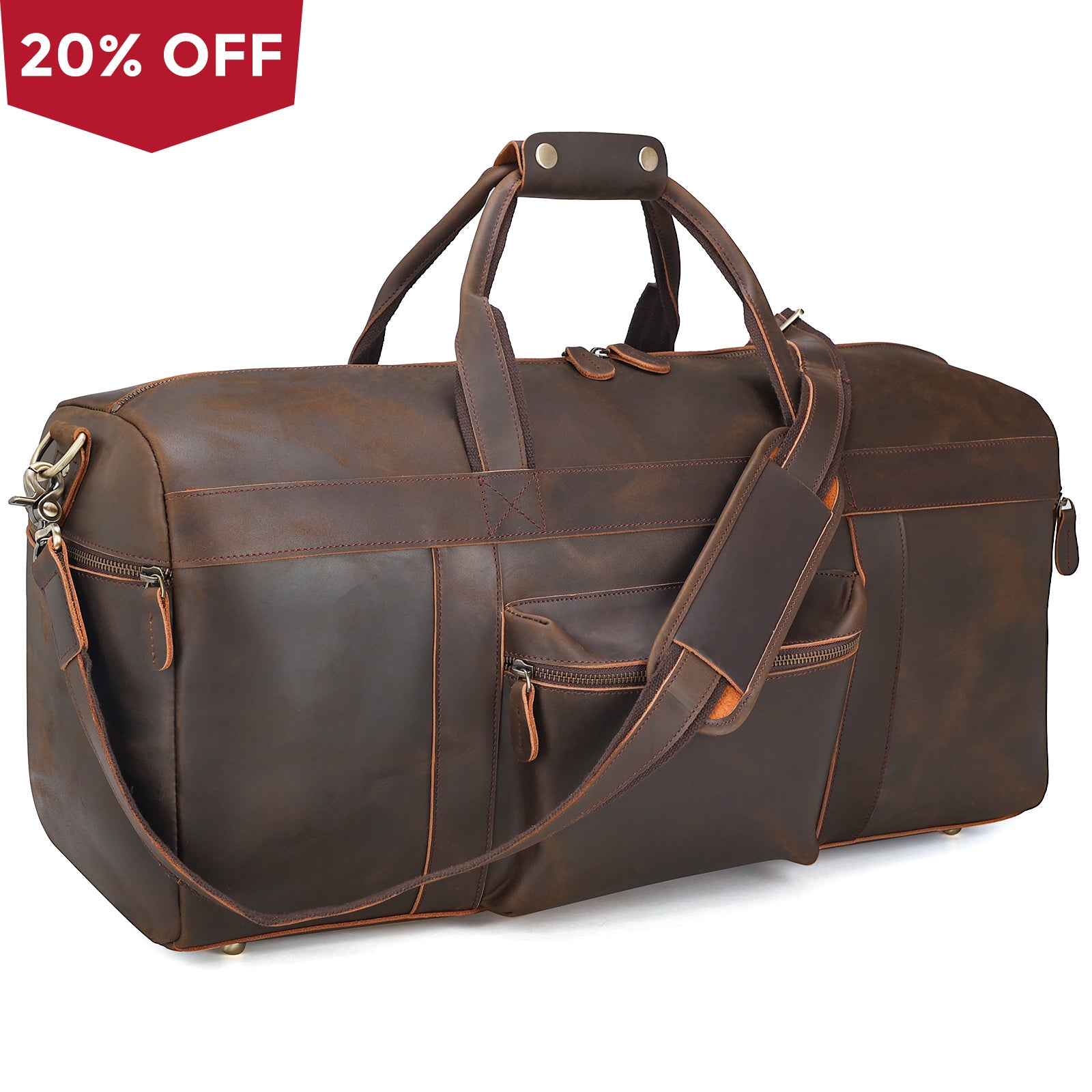 Polare 23'' Full Grain Leather Weekender Duffle Bag