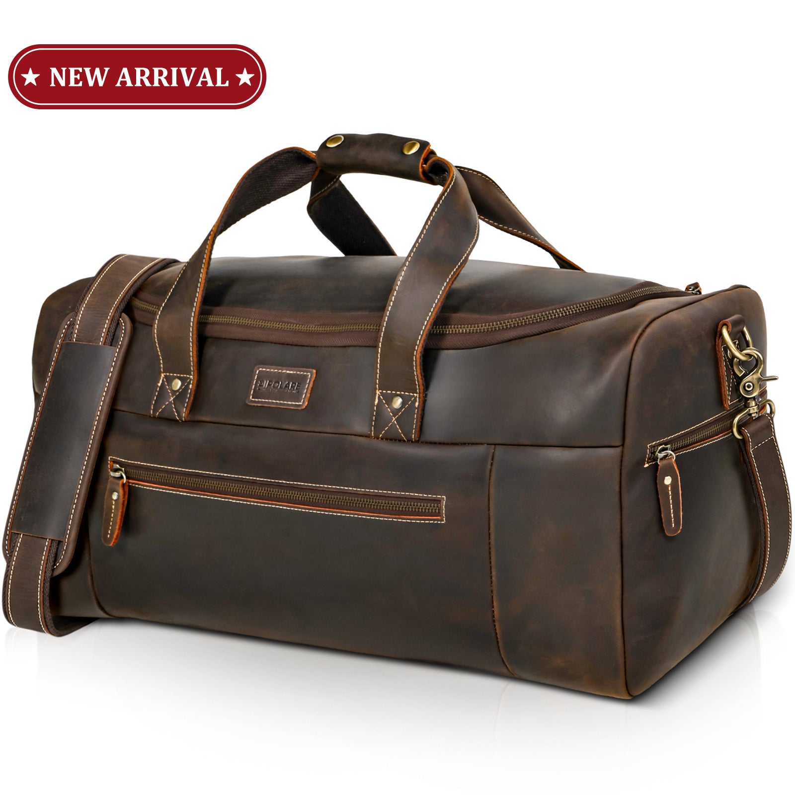 Full Grain Leather Duffel Bag for Men vintage weekender travel bag