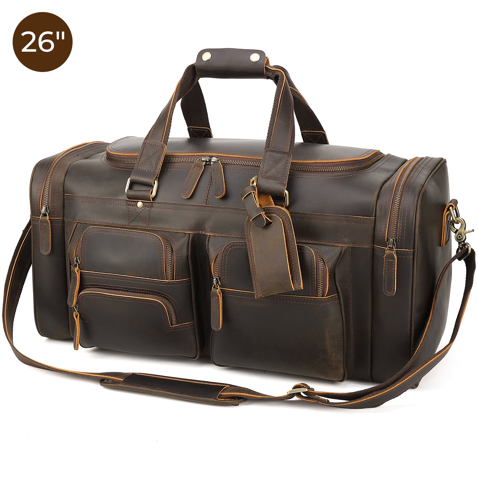 23"/26" Leather Duffel Weekender Travel Bag For Men