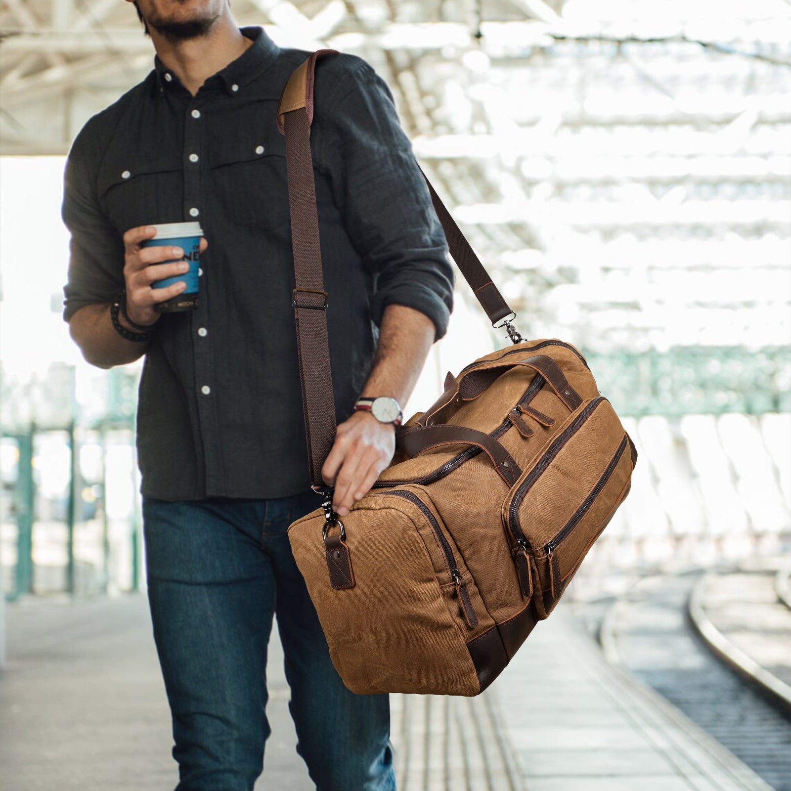 Waxed Canvas Travel Duffle Bag