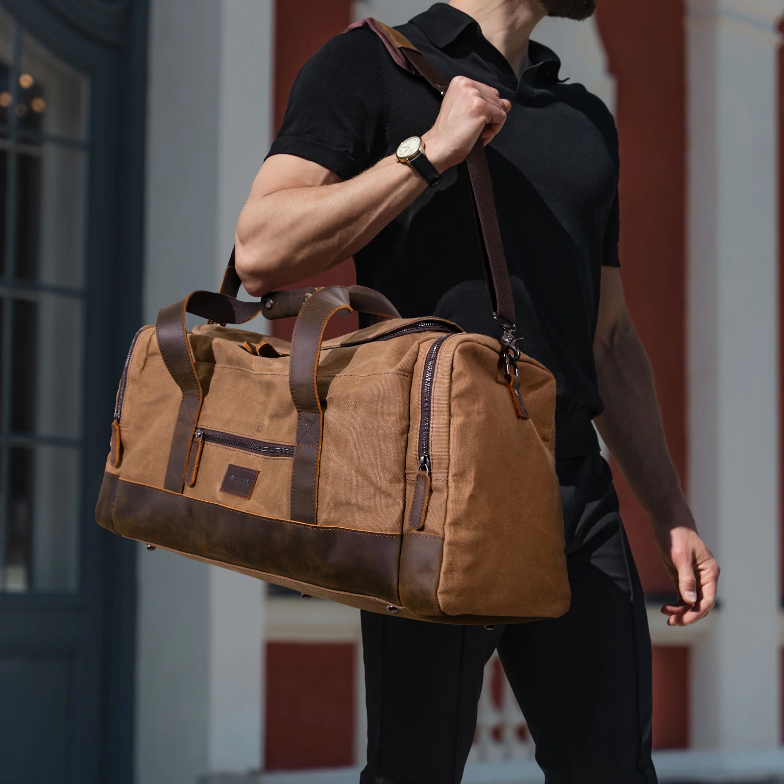 waxed canvas duffle bag