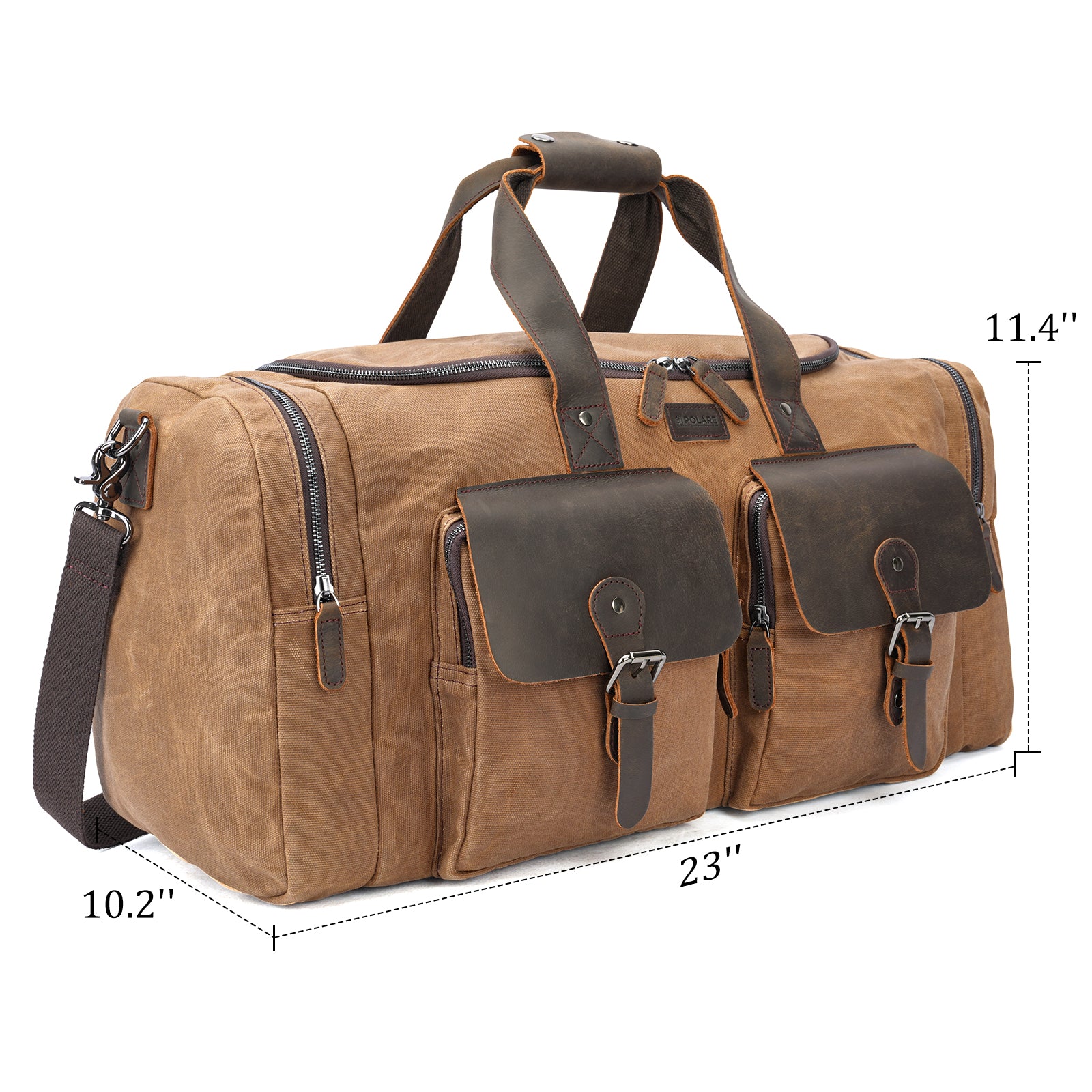 23" Waxed Canvas Leather Duffel Bag for Men (waxed canvas gym bag)