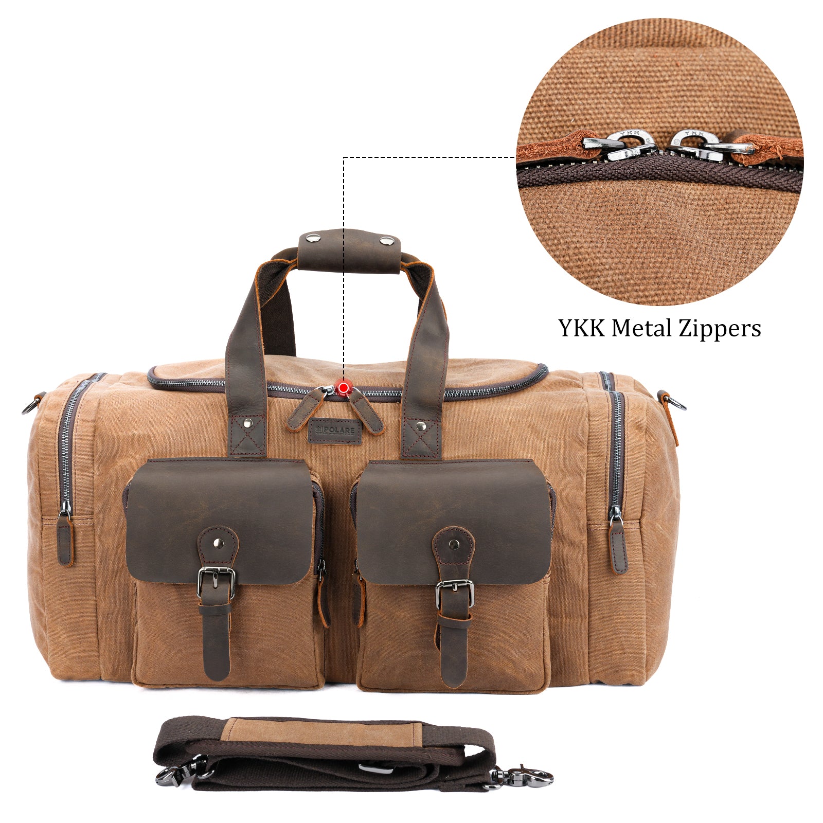23" Waxed Canvas Leather Duffel Bag for Men (canvas duffel bag leather trim)