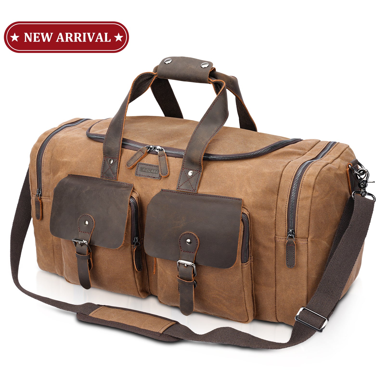 23" Waxed Canvas Leather Duffel Bag for Men (waxed canvas weekender bag)