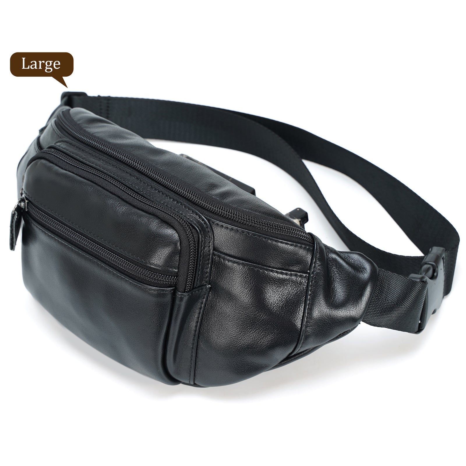 Polare Genuine Leather Fanny Pack/Waist Bag (Large)