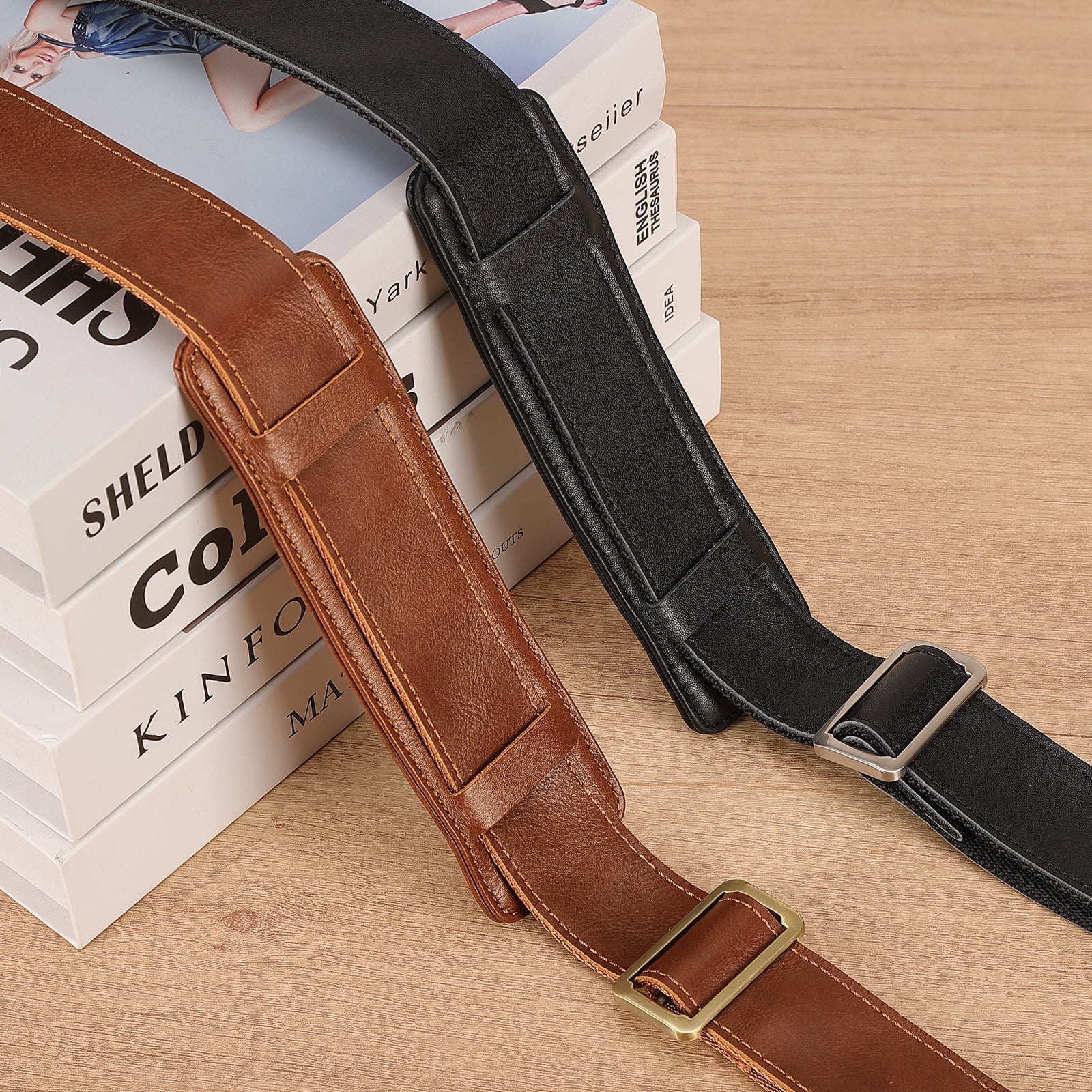 Polare Full Grain Leather Adjustable Replacement Shoulder Strap with M