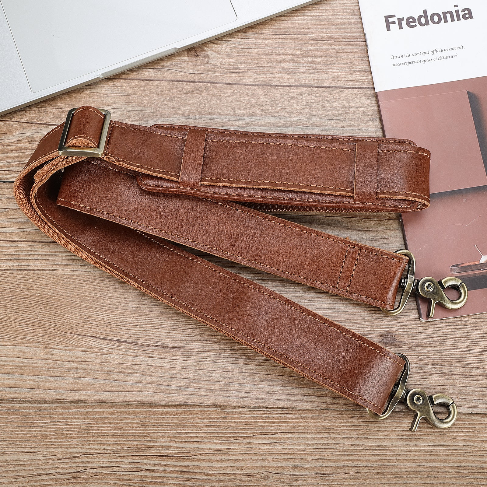 Polare Full Grain Leather Adjustable Replacement Shoulder Strap with M