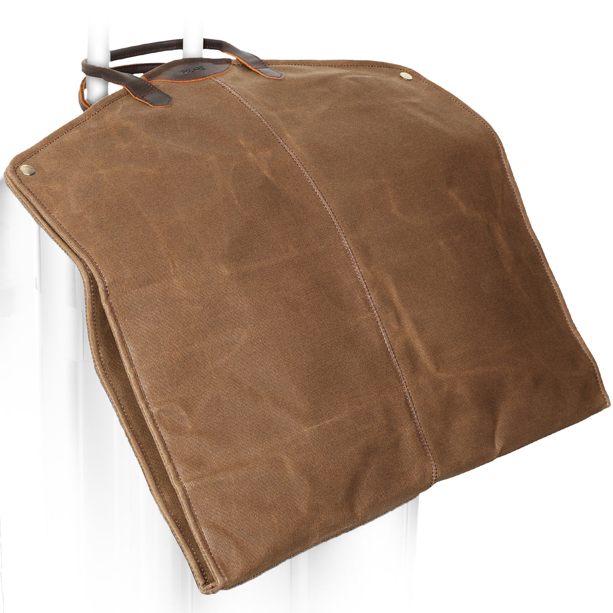Waxed Canvas Full Grain Leather Trim Garment Bag for Travel (Brown)