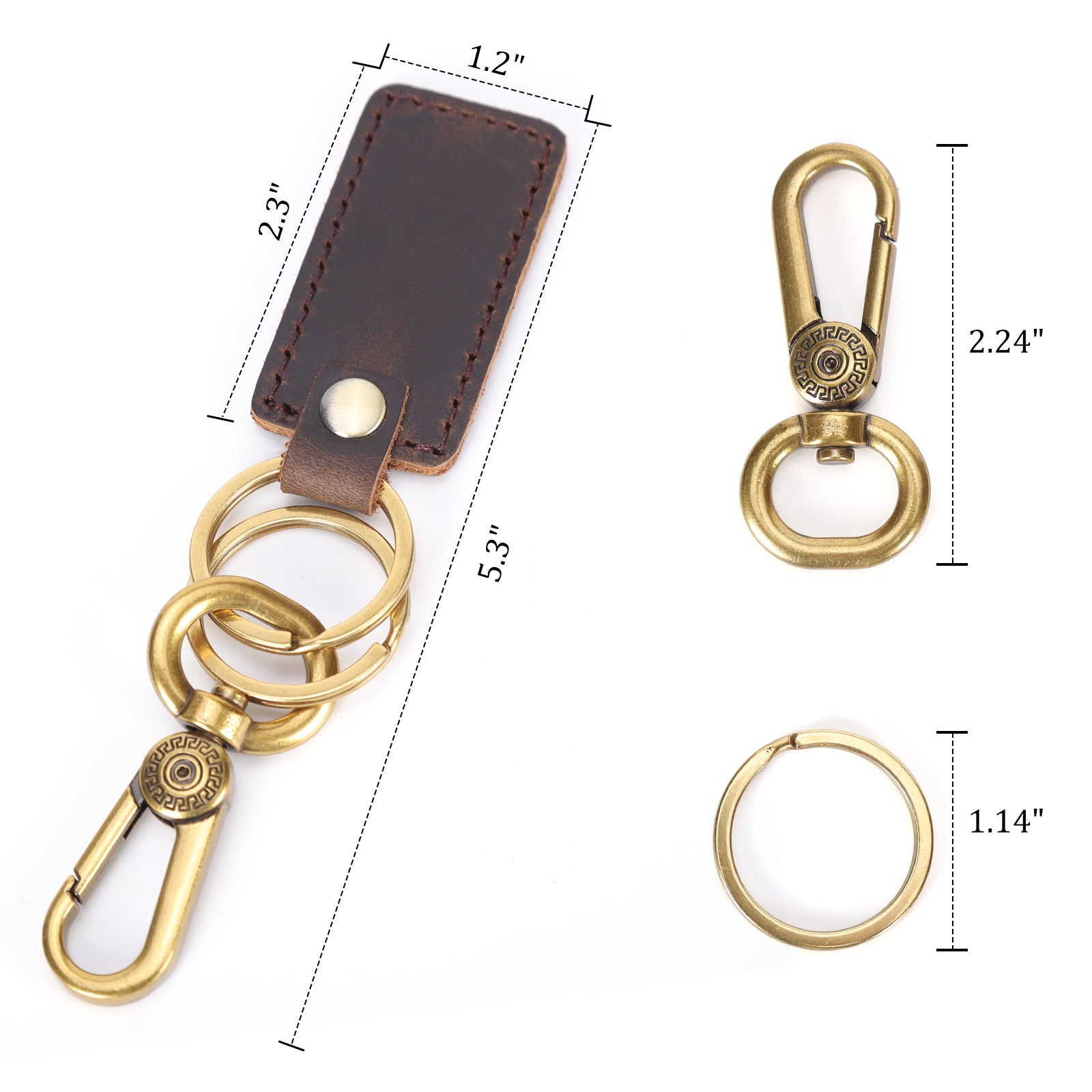 Full Grain Leather Universal Keychains Car Keys Holder (Dimension)