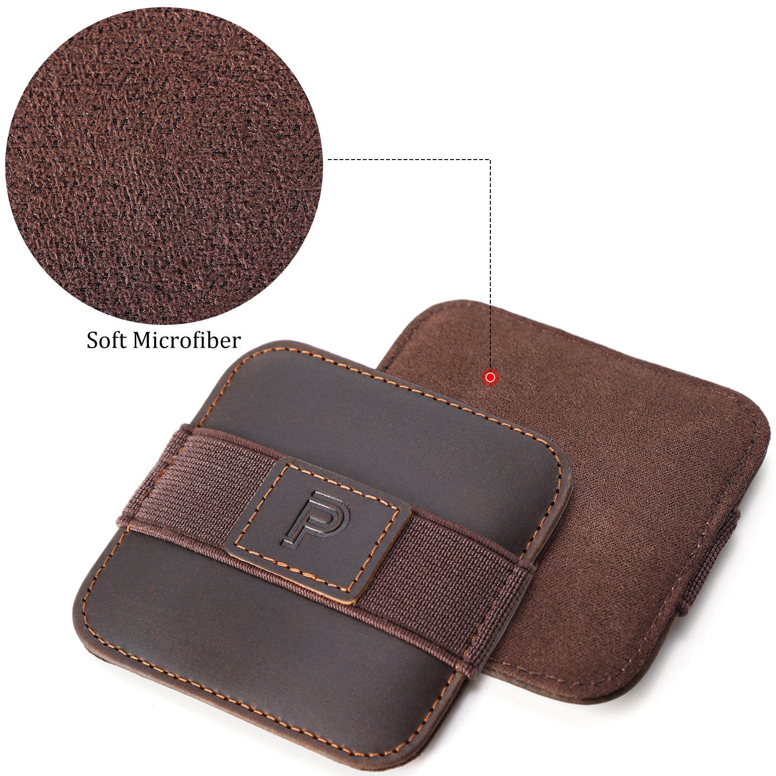 Polare Full Grain Leather Screen Cleaning Pad Cloth Wipes (Details)