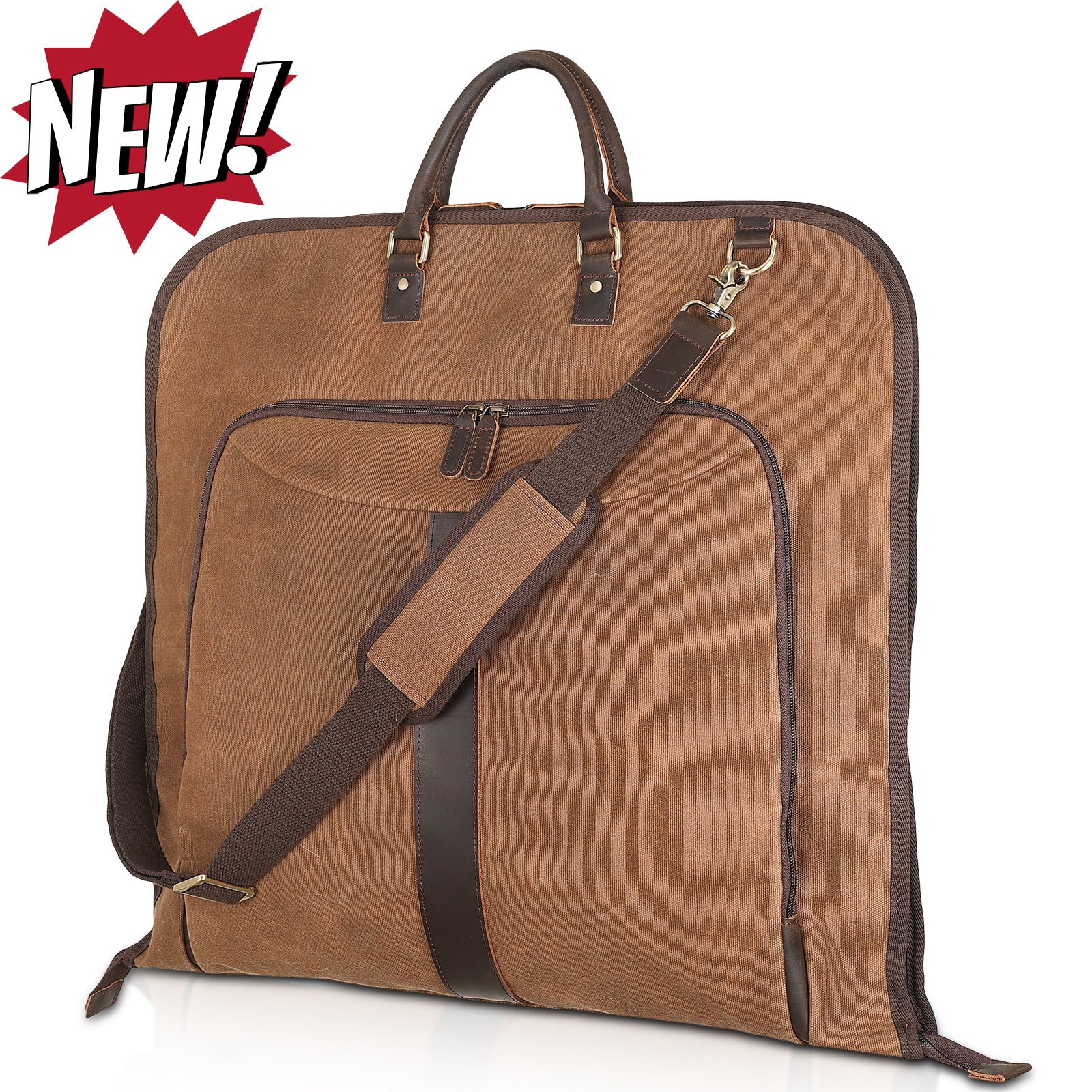 Waxed Canvas Full Grain Leather Trim Garment Carry On Bag