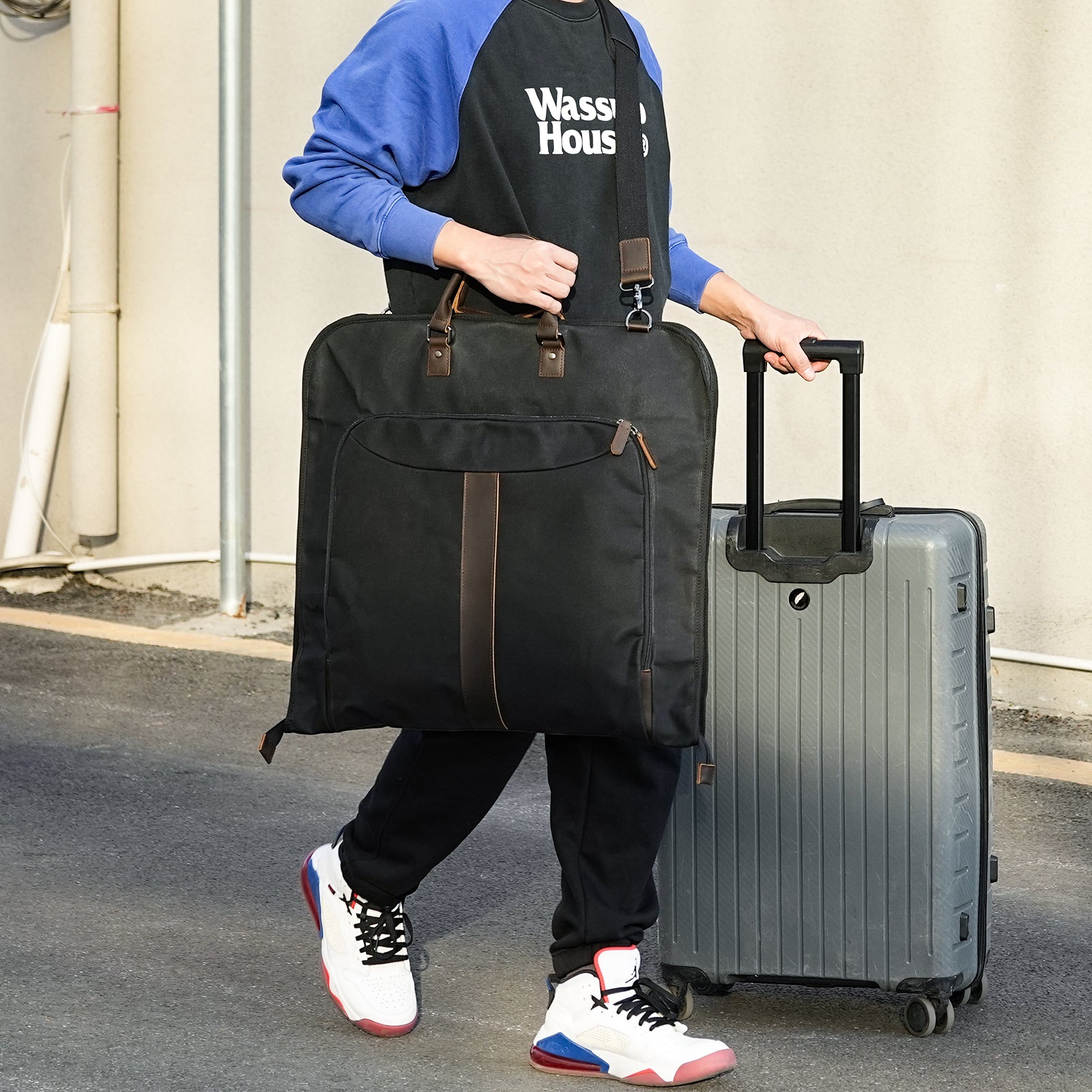 Waxed Canvas Full Grain Leather Trim Garment Carry On Bag (Waxed Canvas Garment Bag)