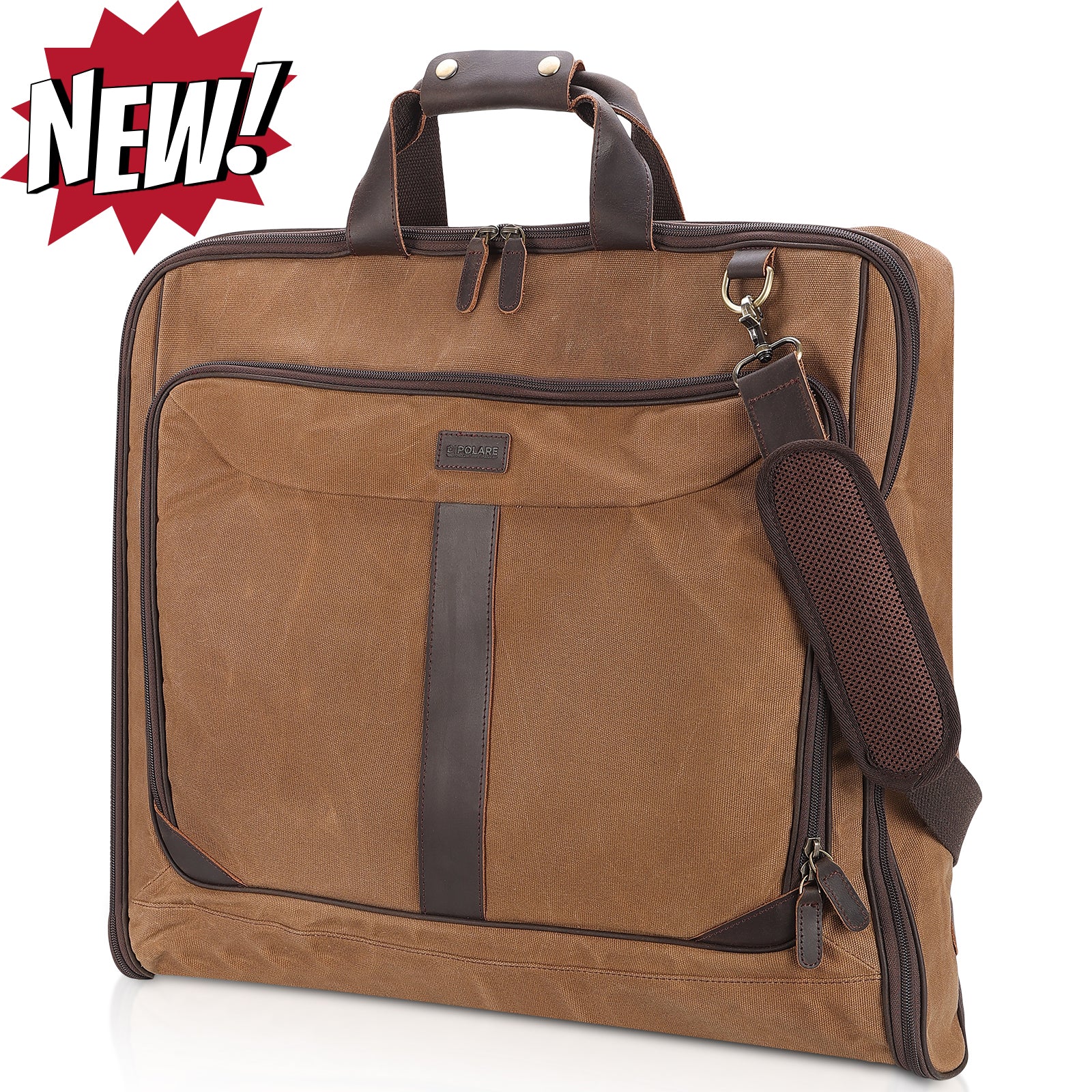 Polare Waxed Canvas Leather Trim Garment Carry on Bag