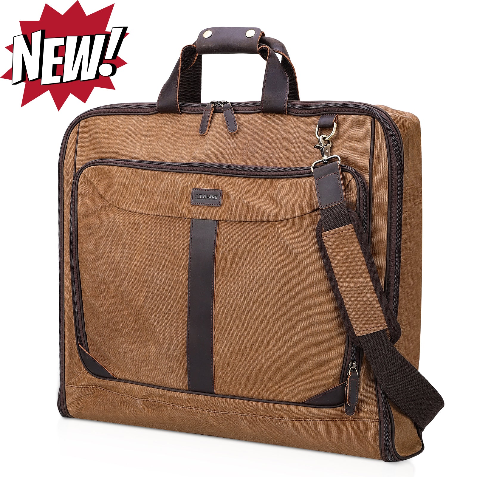 Polare Waxed Canvas Leather Trim Garment Carry on Bag