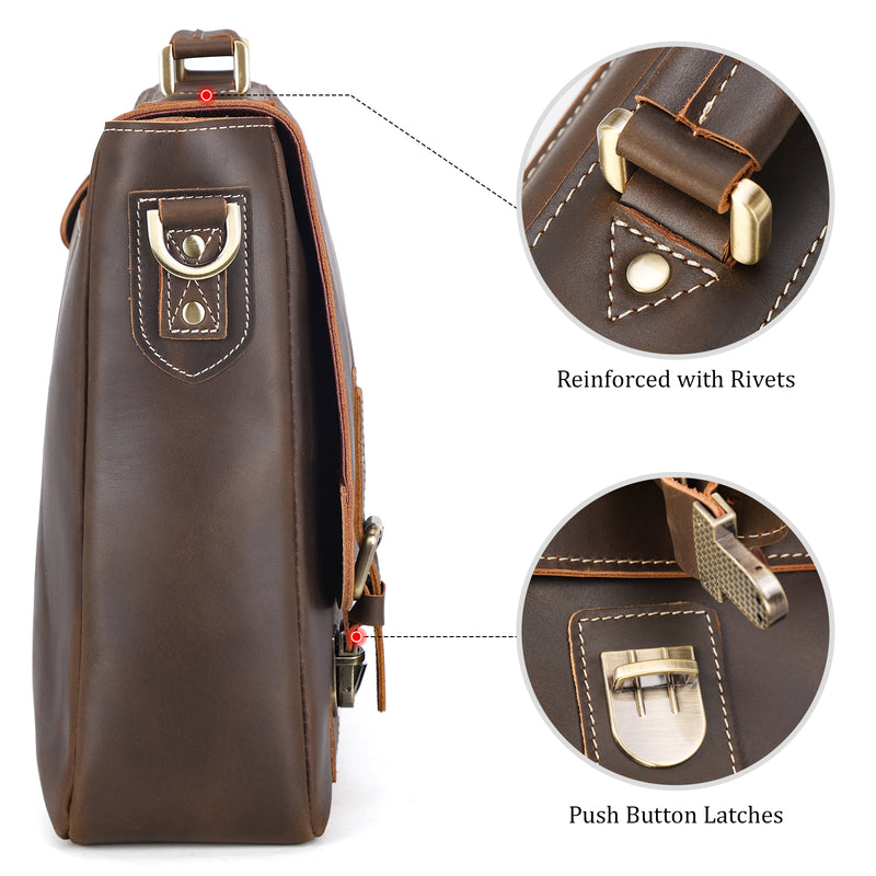 Polare Vintage Leather Messenger Bag(Dark Brown, Profile)