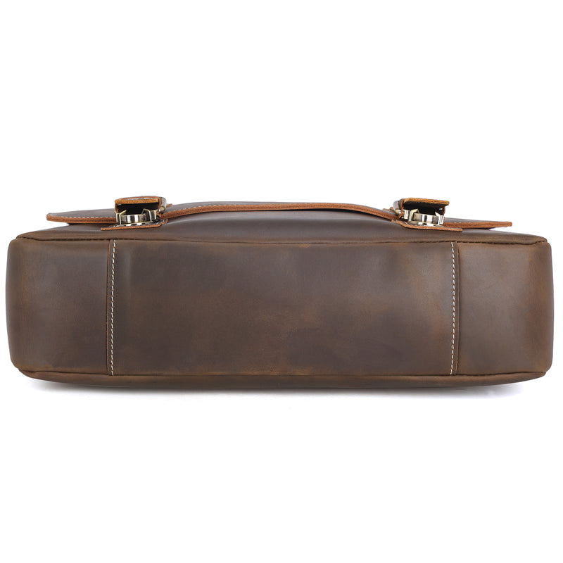 Polare Vintage Leather Messenger Bag(Dark Brown, Bottom)