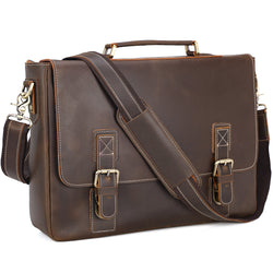 Polare Vintage Leather Messenger Bag (Dark Brown)