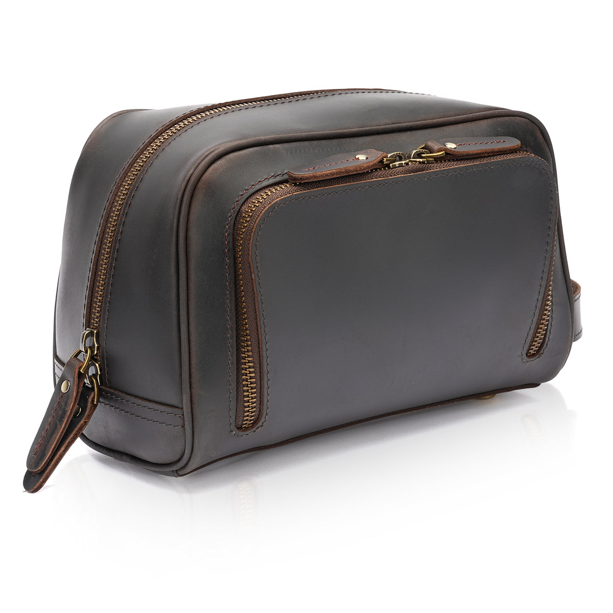 Polare Vintage Full Grain Leather Handmade Travel Toiletry Bag for Men - Dopp Kit