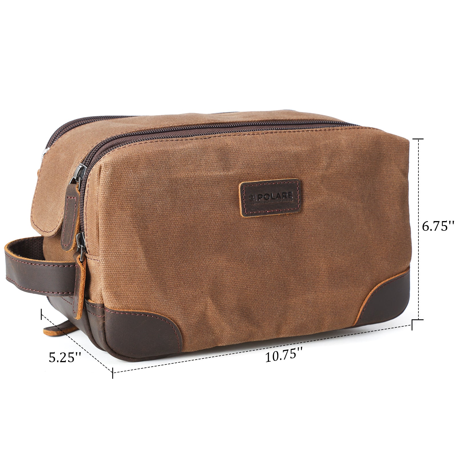 Waxed Canvas  Leather Travel Toiletry Bag Travel Dopp Kit (Dimension)