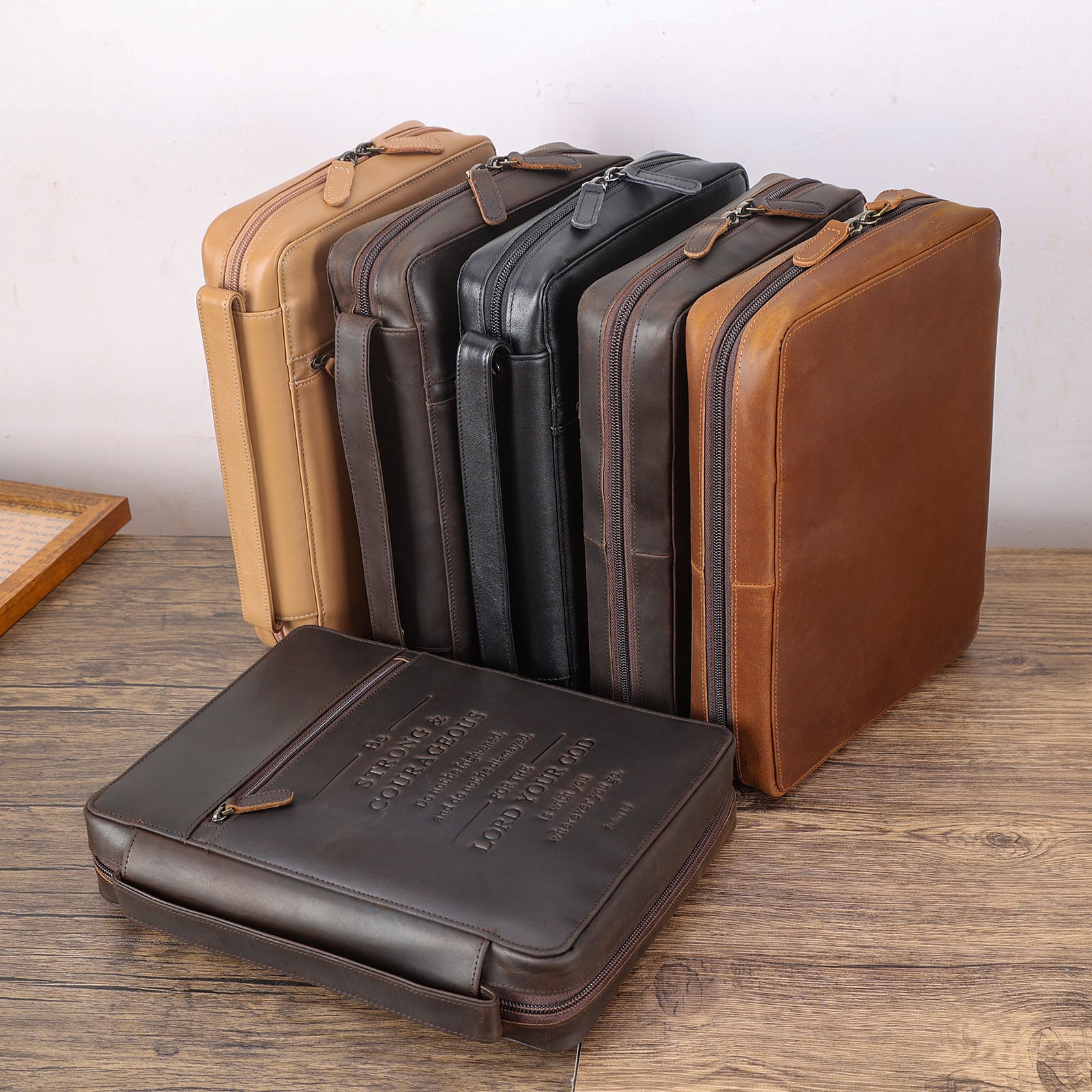 Full Grain Leather Bible Cover Book Holder Carrying Case (Scenario Shows)