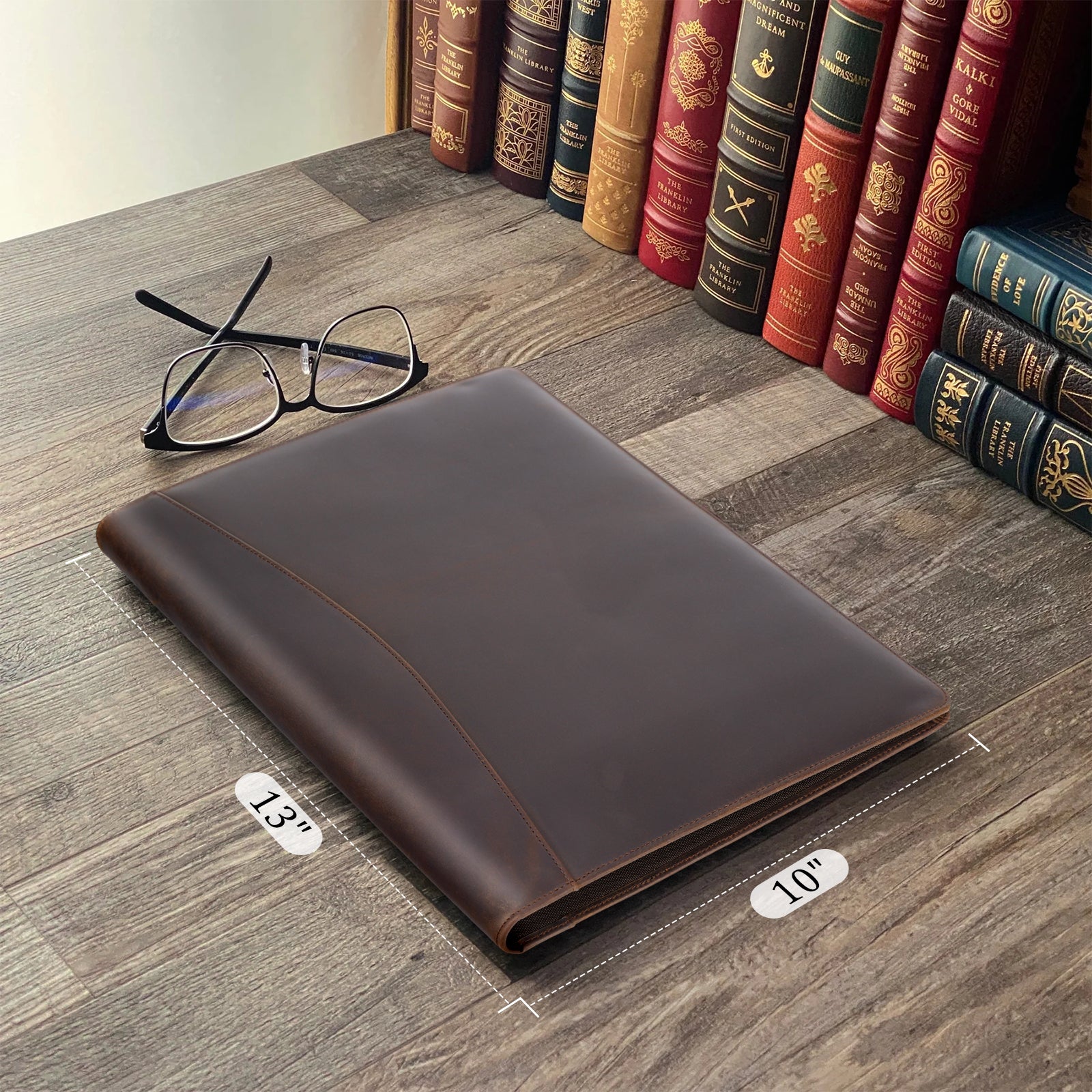 Polare Full Grain Leather Portfolio Business Padfolio Cover (Dimension)