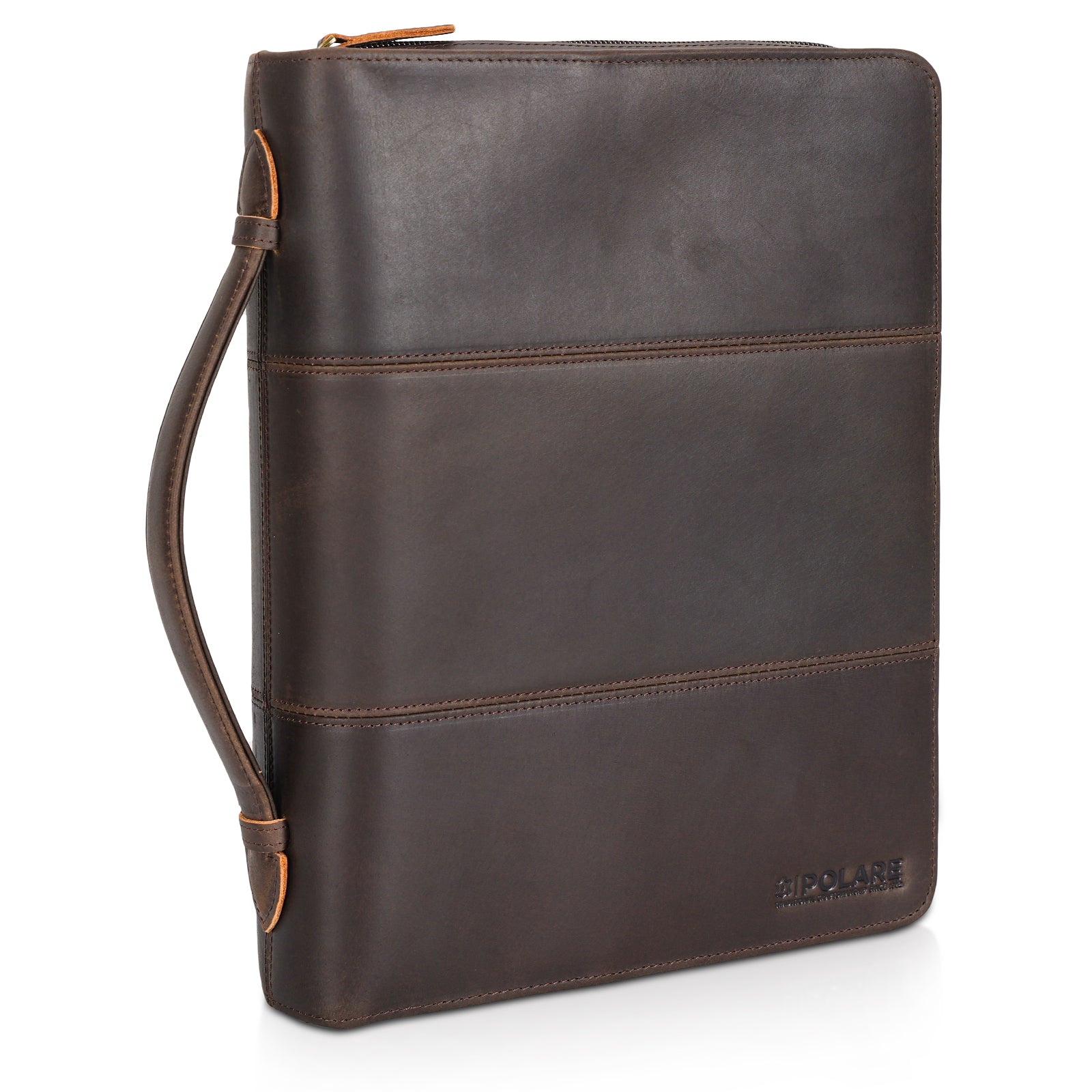 Polare Full Grain Leather Bible Case Book Protective Holder Bible Cover Church Bag Christian Religious Carrying Organizer Portfolio