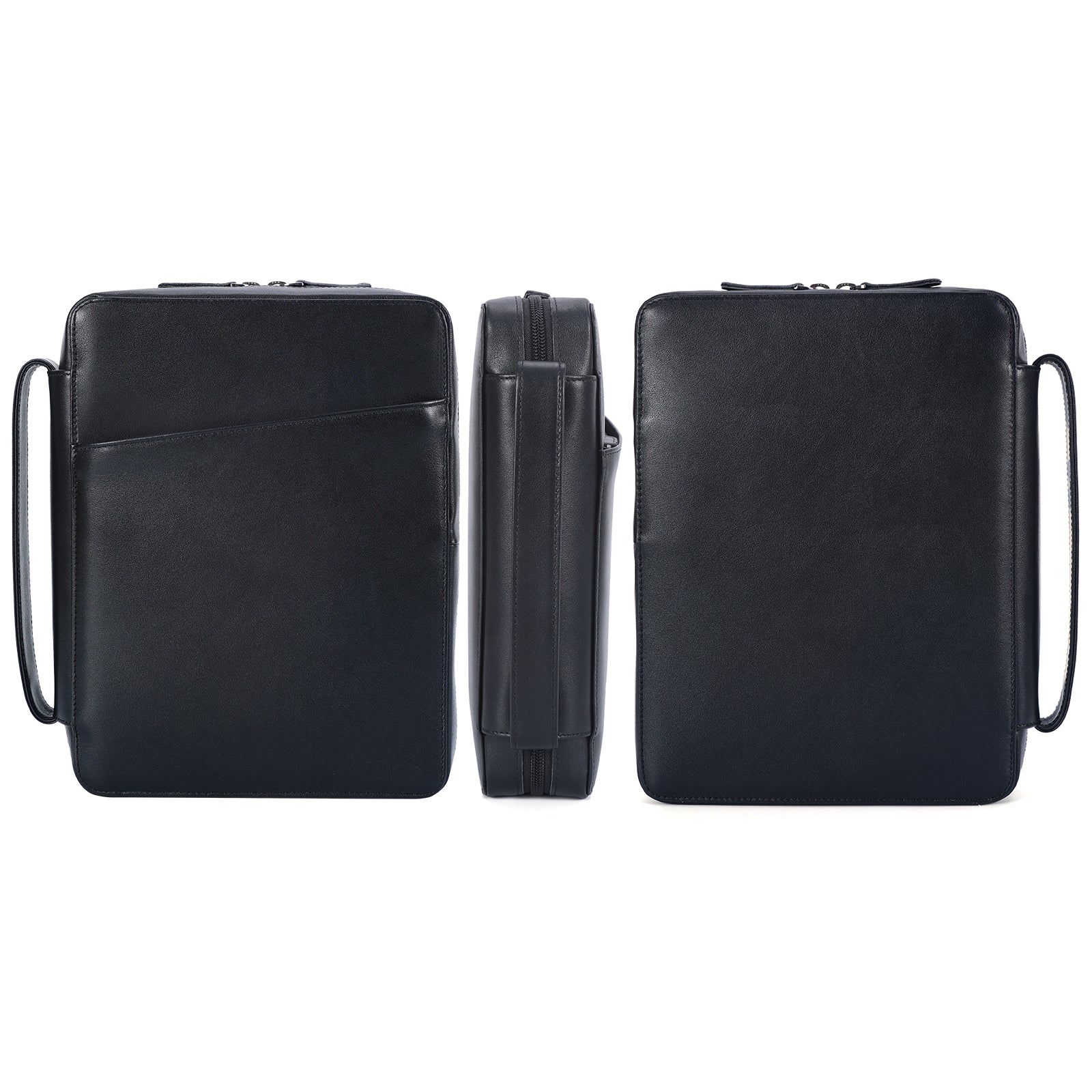 Full Grain Leather Bible Cover Church Bag (Black)
