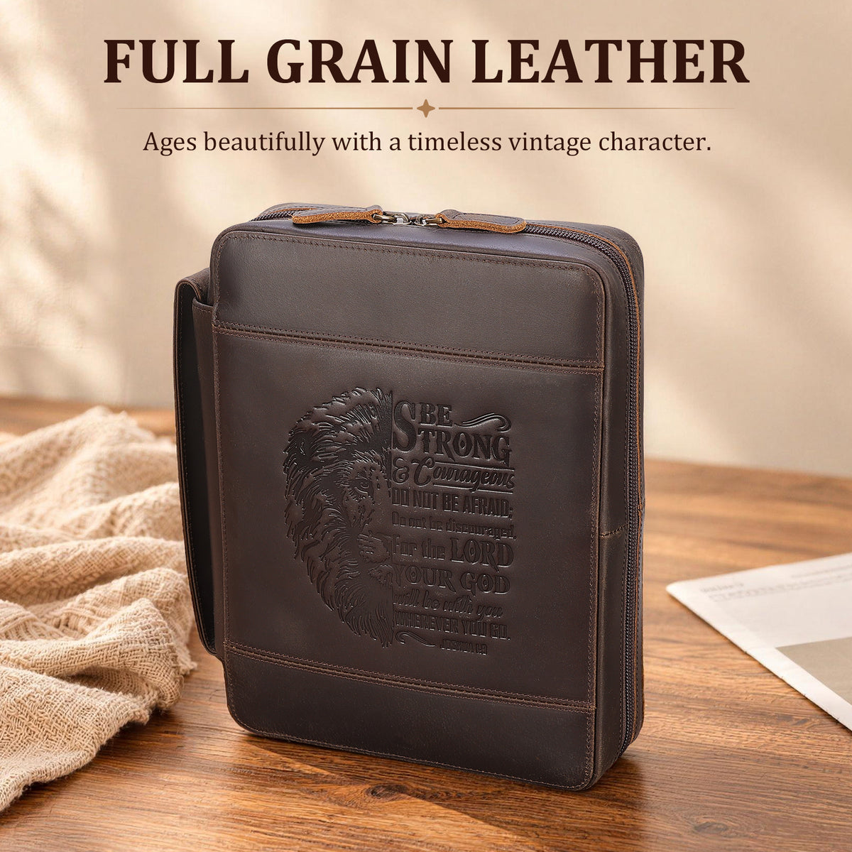 Full Grain Leather Bible Bag vintage craftsmanship and durable design