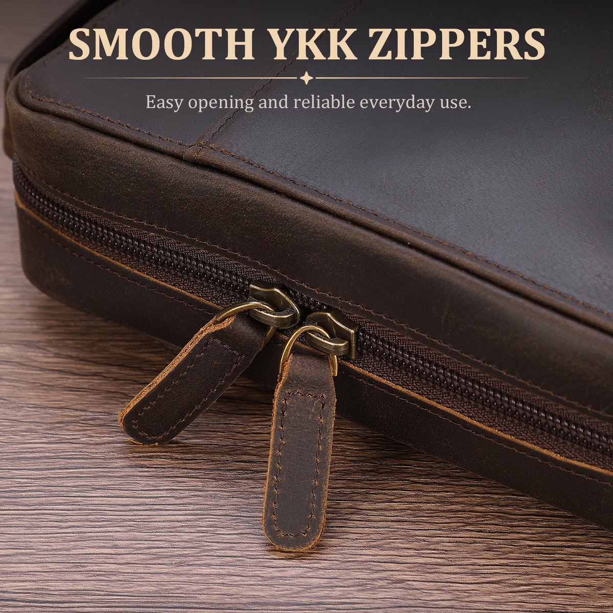 Leather Bible Cover premium YKK zipper smooth opening detail