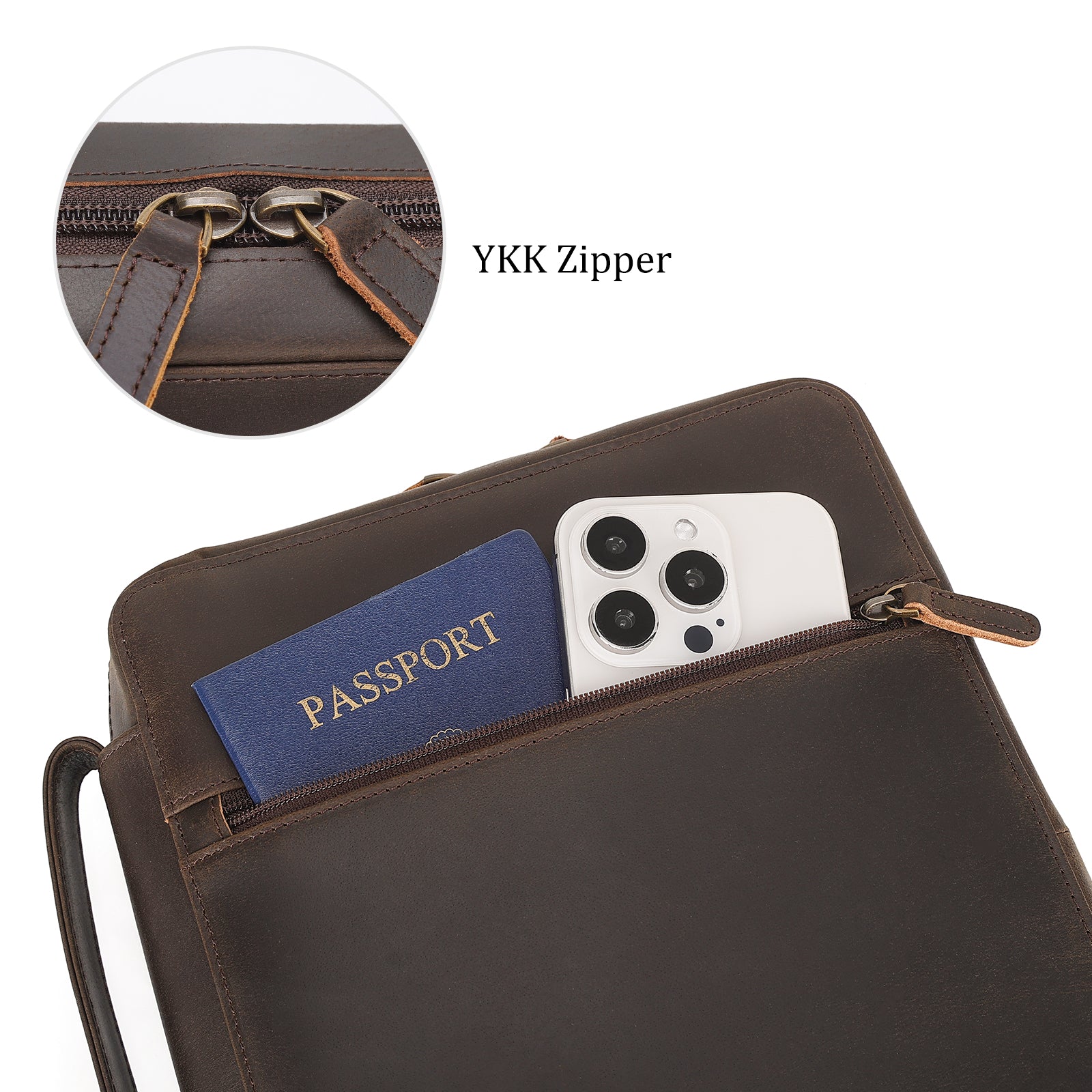 Cowhide Leather Bible Cover Church Bag Bible Protective Book Holder (Premium Bible Holder with Zipper)