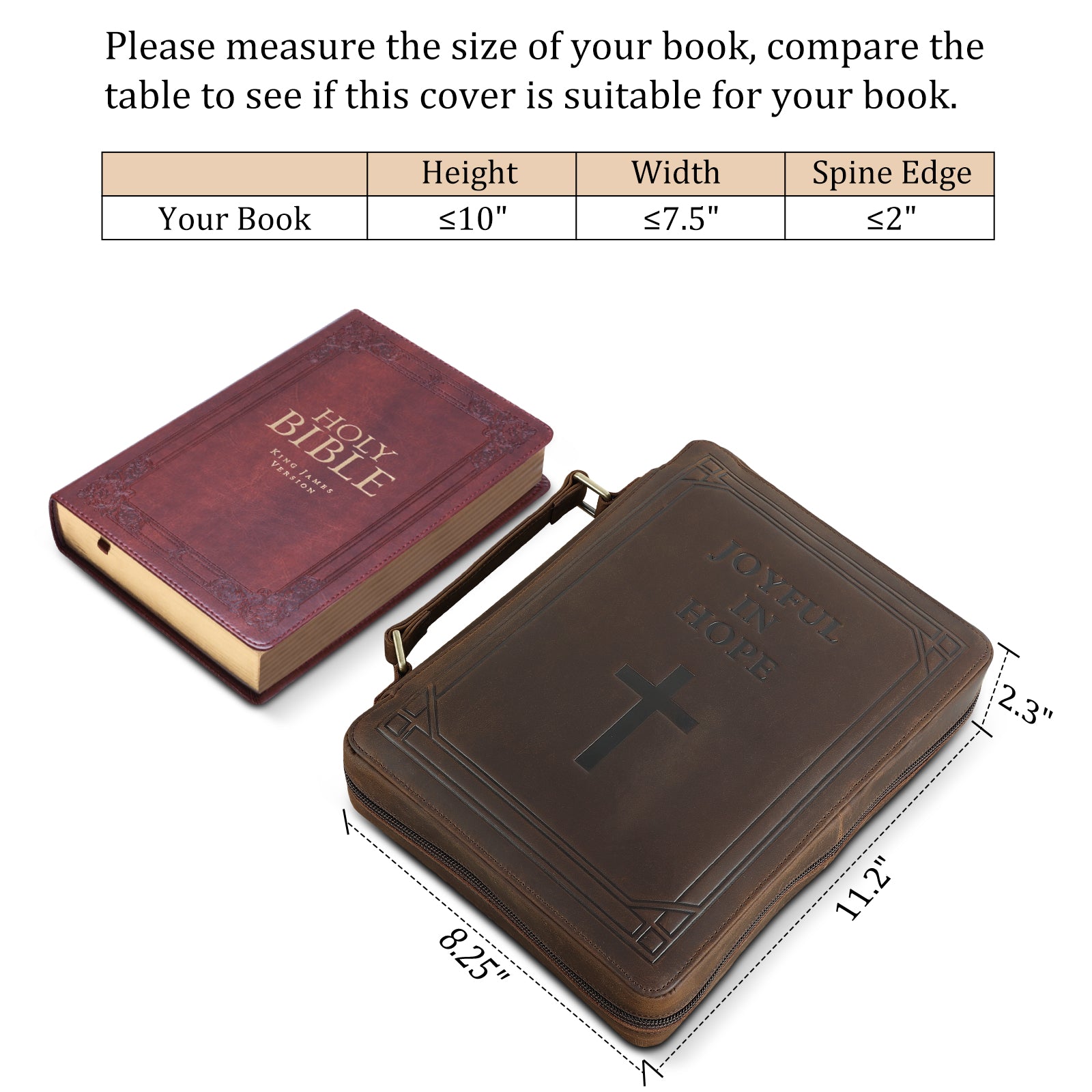Full Grain Leather Bible Cover Church Bag (Dimension)