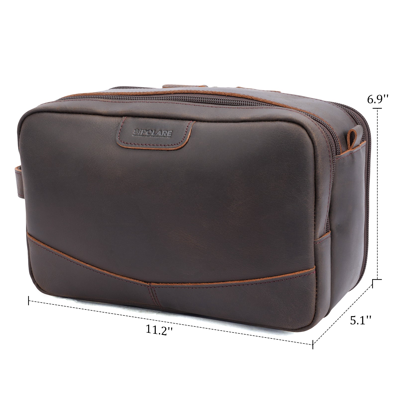 Full Grain Leather Toiletry Bag for Men, Portable Travel Dopp Kit Shaving Travel