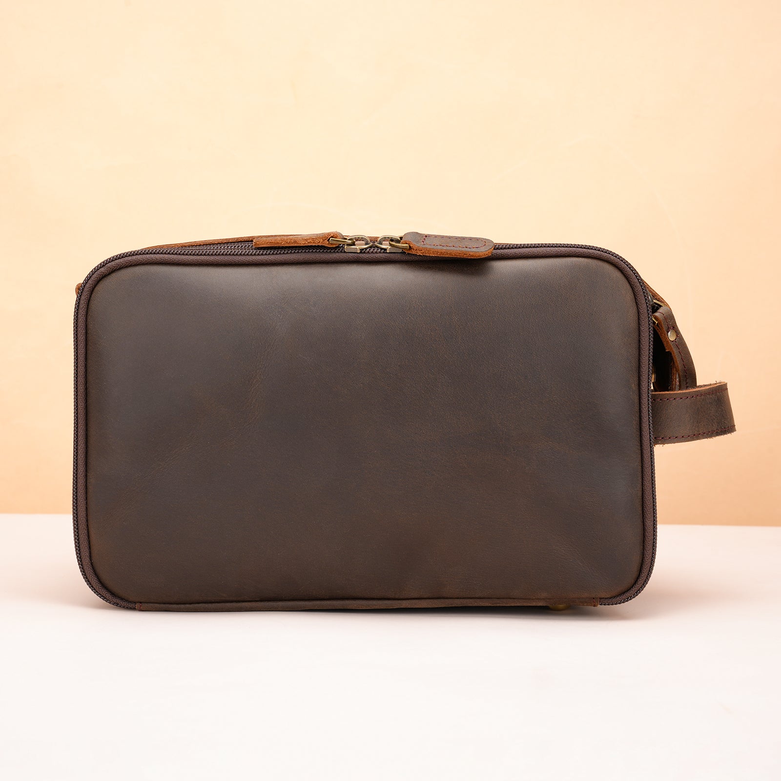 Full Grain Leather Toiletry Bag for Men, Portable Travel Dopp Kit Business Travel