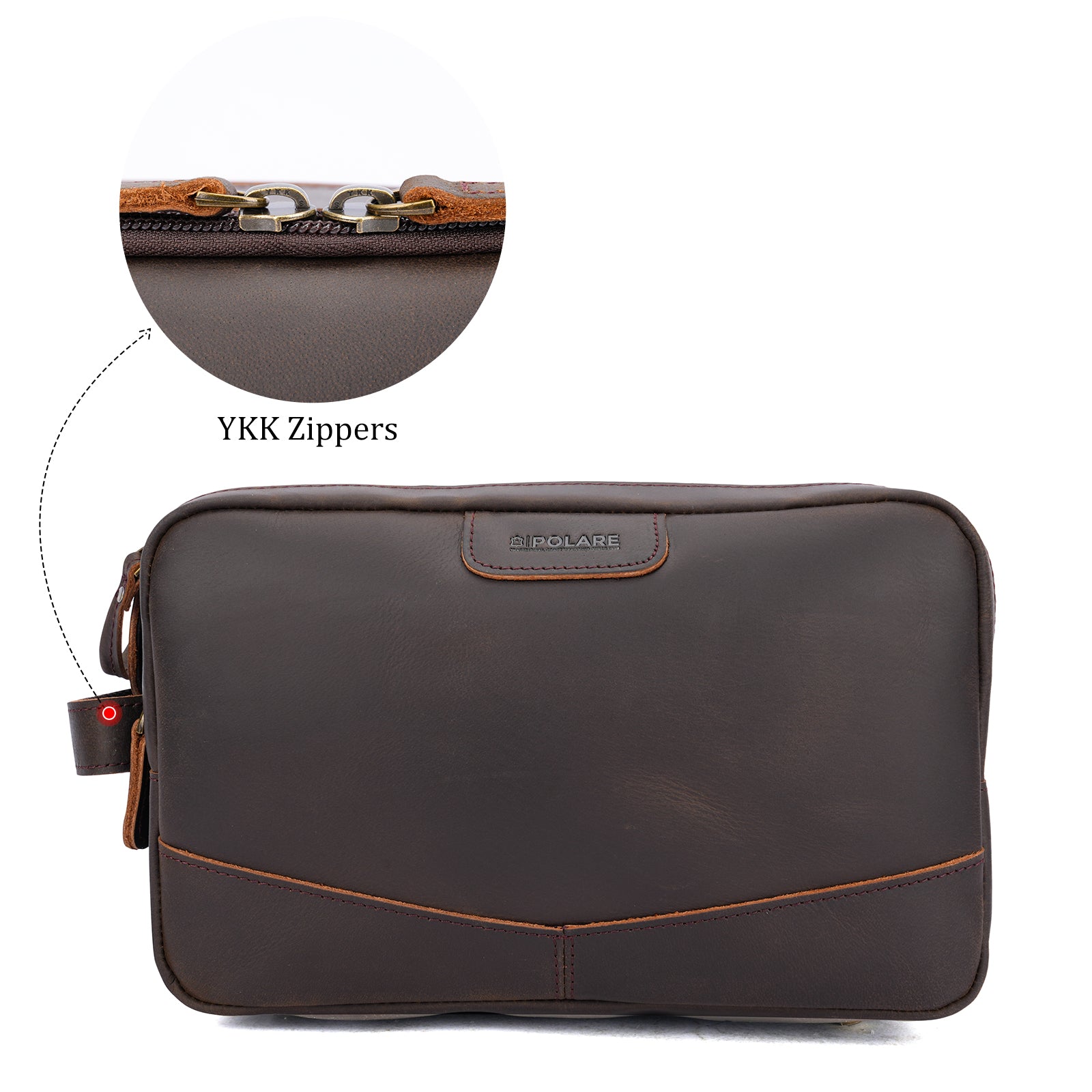 Full Grain Leather Toiletry Bag for Men, Portable Travel Dopp Kit Gift Ready