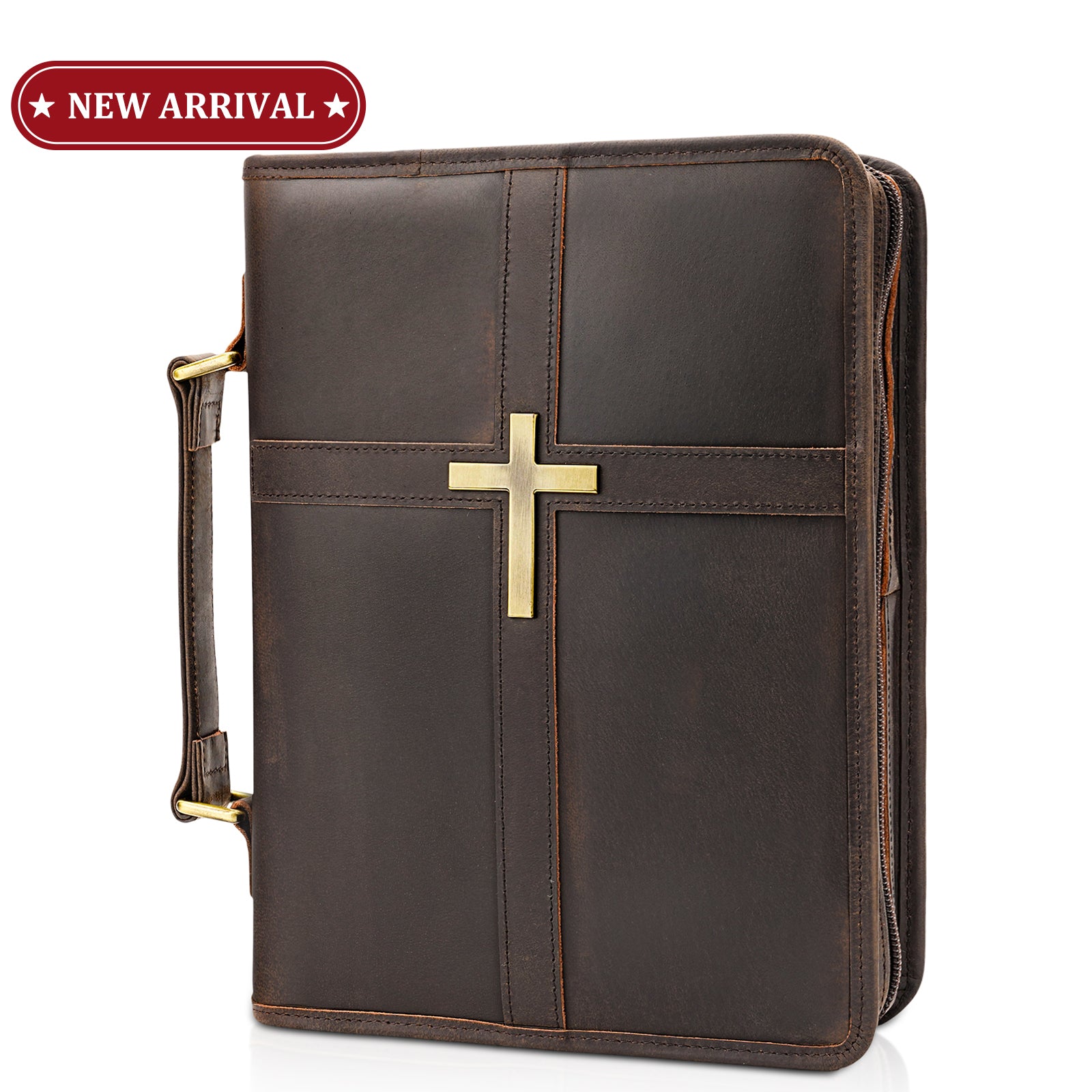 Polare Leather Bible Cover with Cross full grain leather Bible case