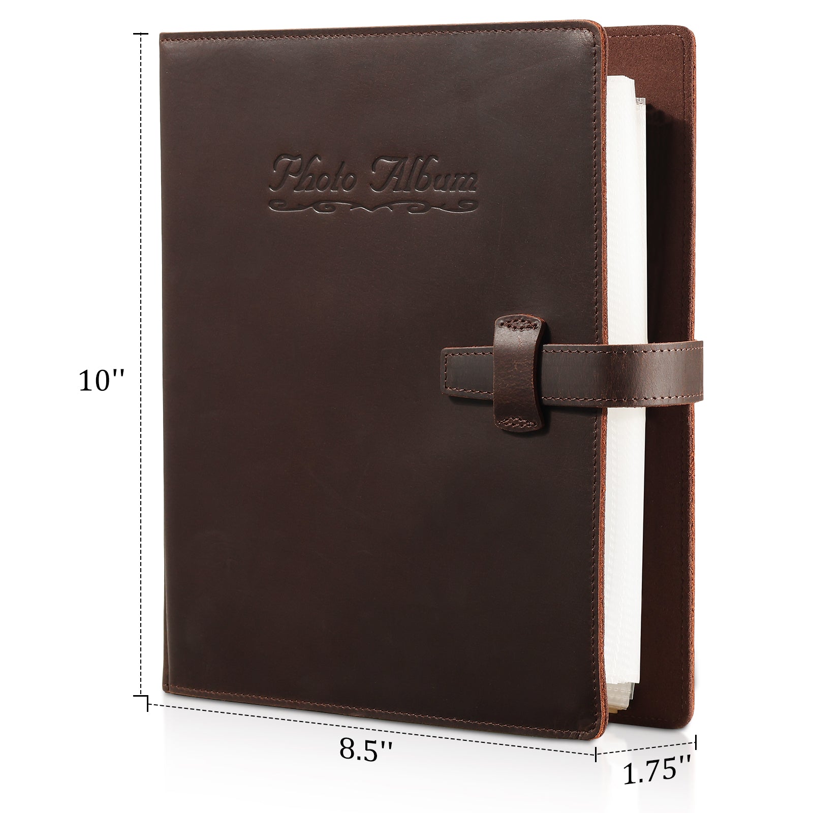 Full Grain Leather Photo Album 4x6 200 Photos with 20 Writing Papers (Dimension)